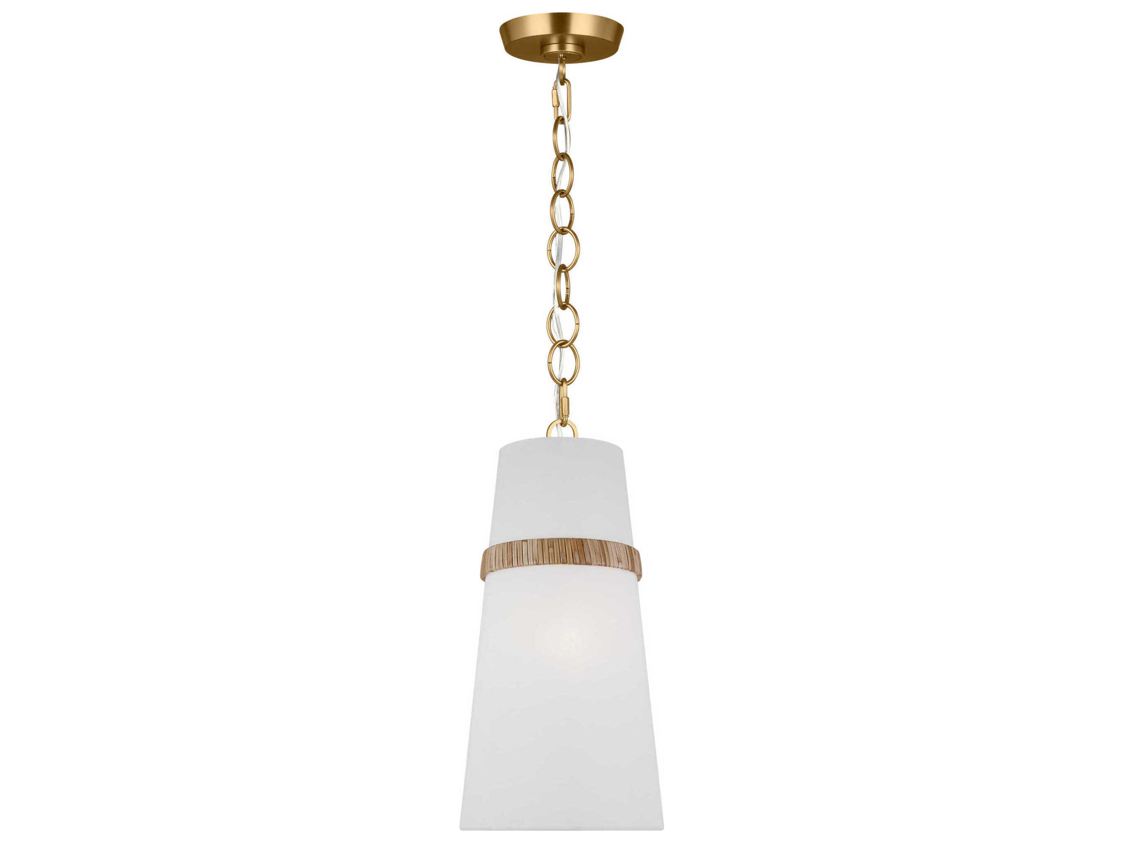 Visual Comfort Studio Cordtlandt 1-Light Rattan Brown Cylinder Mini Pendant