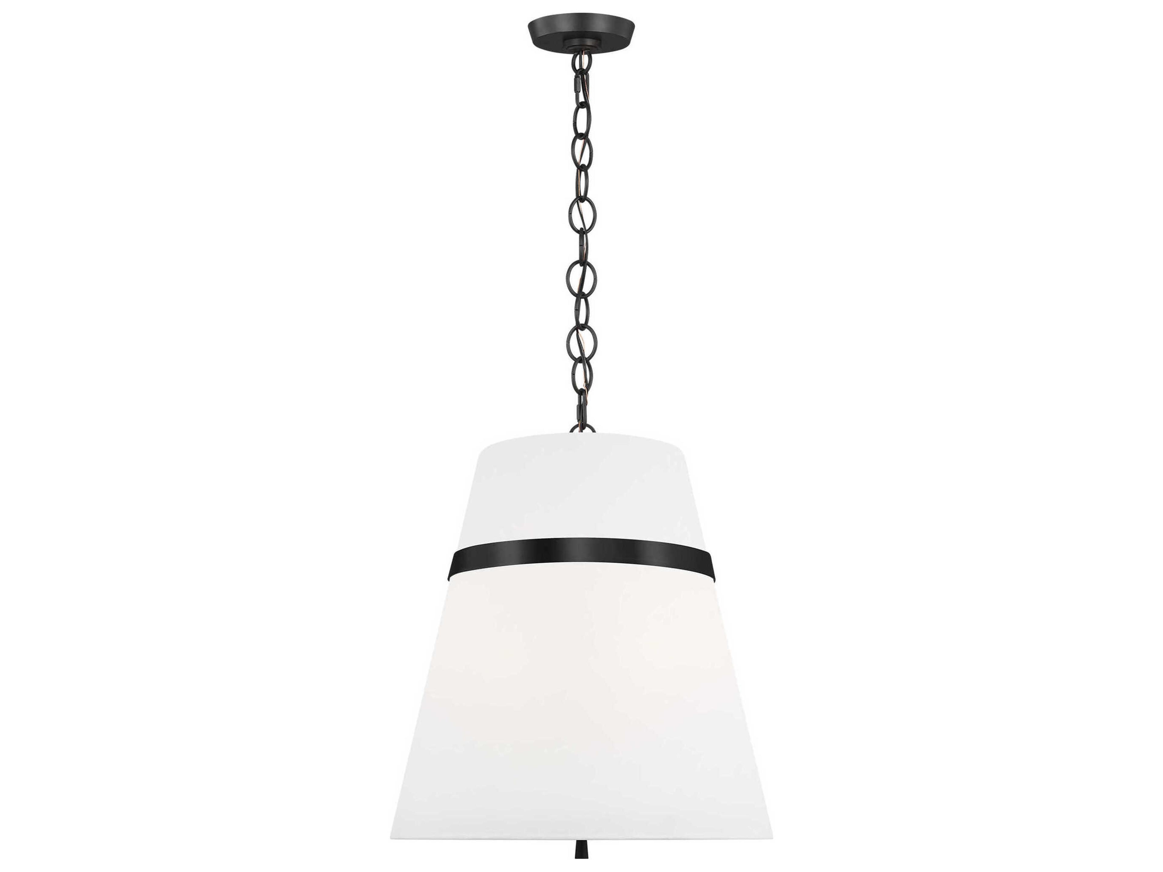 Large Pendant Cordtlandt Aged Iron White Linen