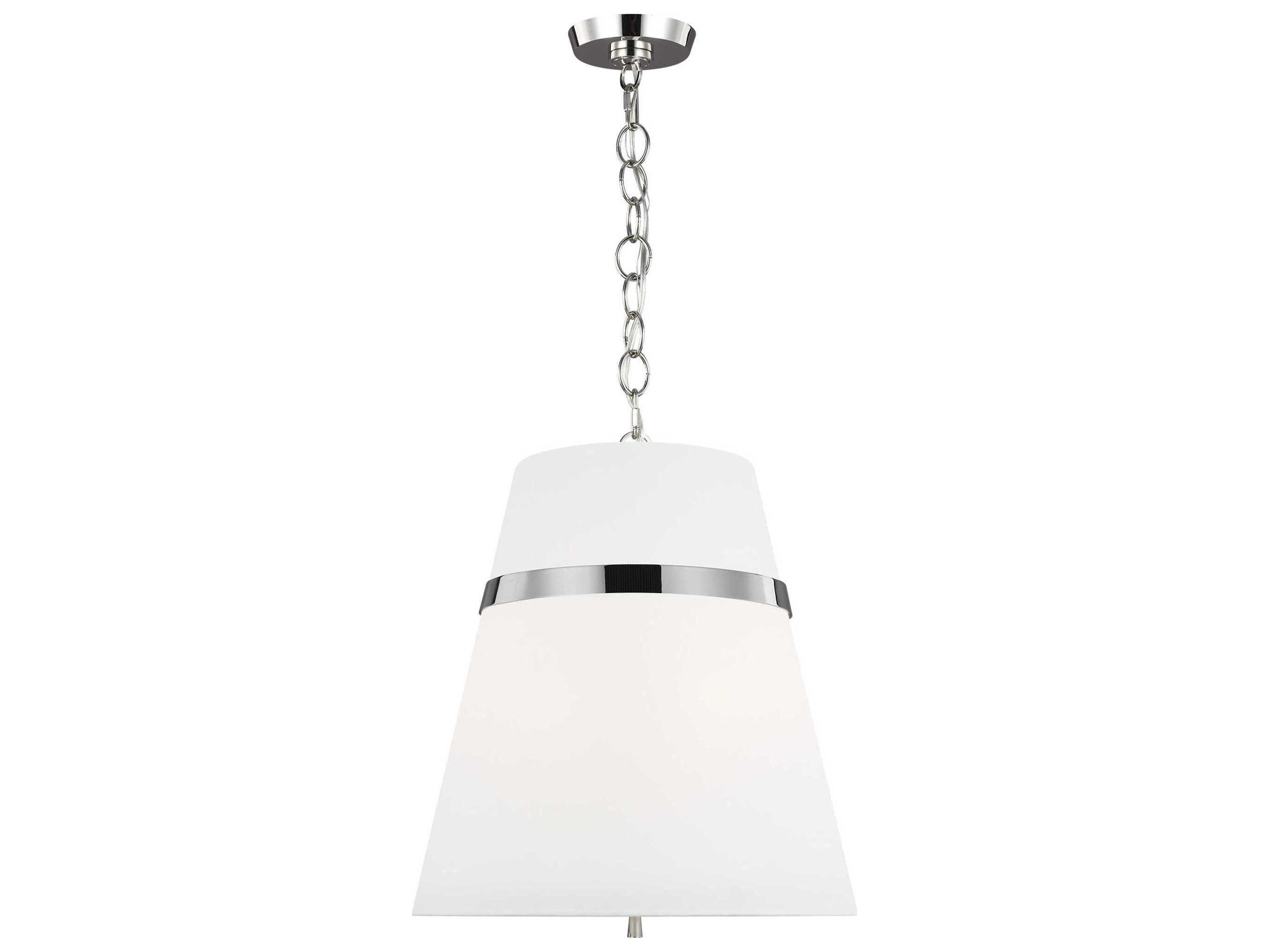 Large Pendant Cordtlandt Polished Nickel Linen Shade