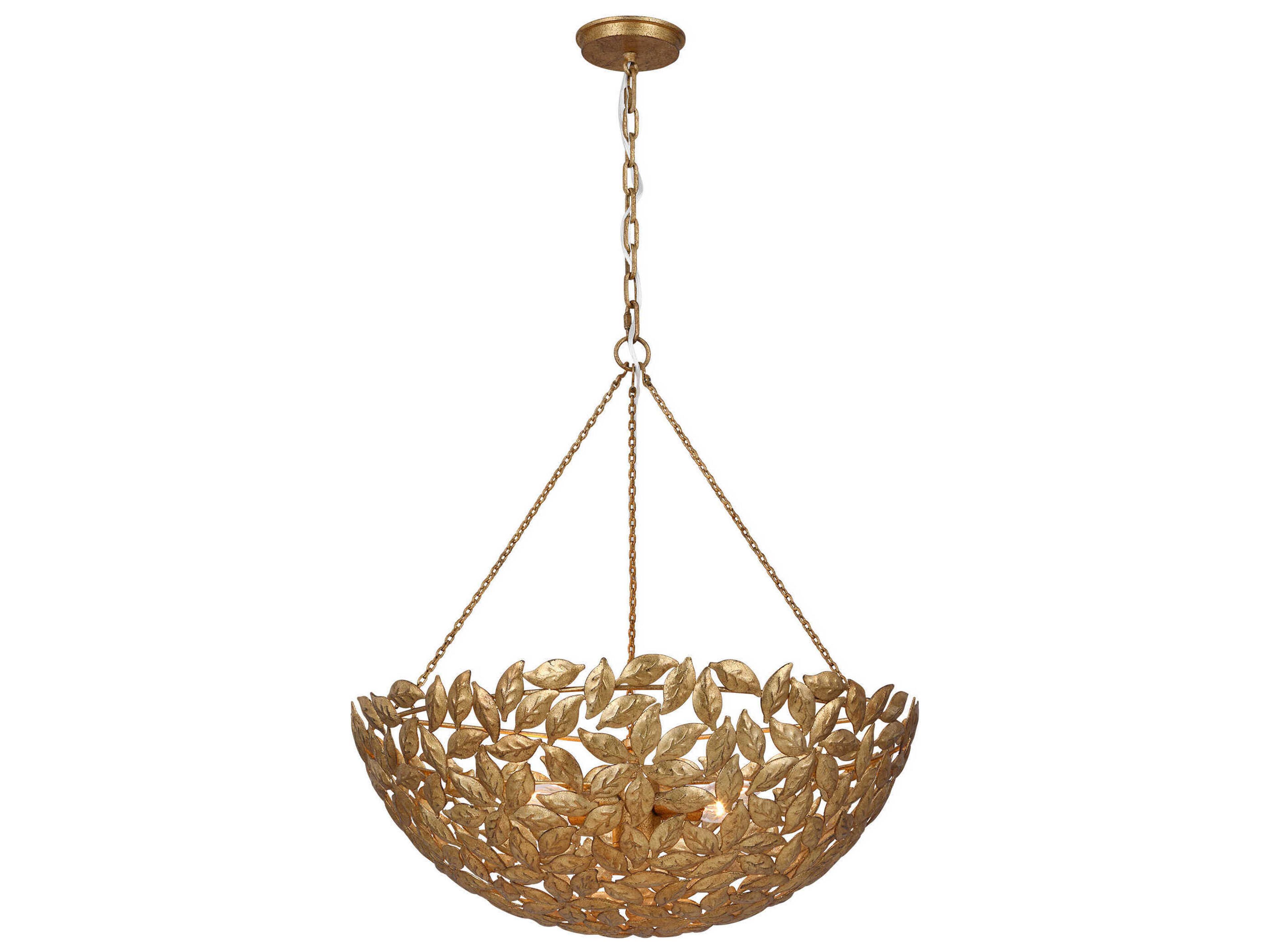 Visual Comfort Studio Kelan 6-Light Antique Gild Gold Bowl Pendant