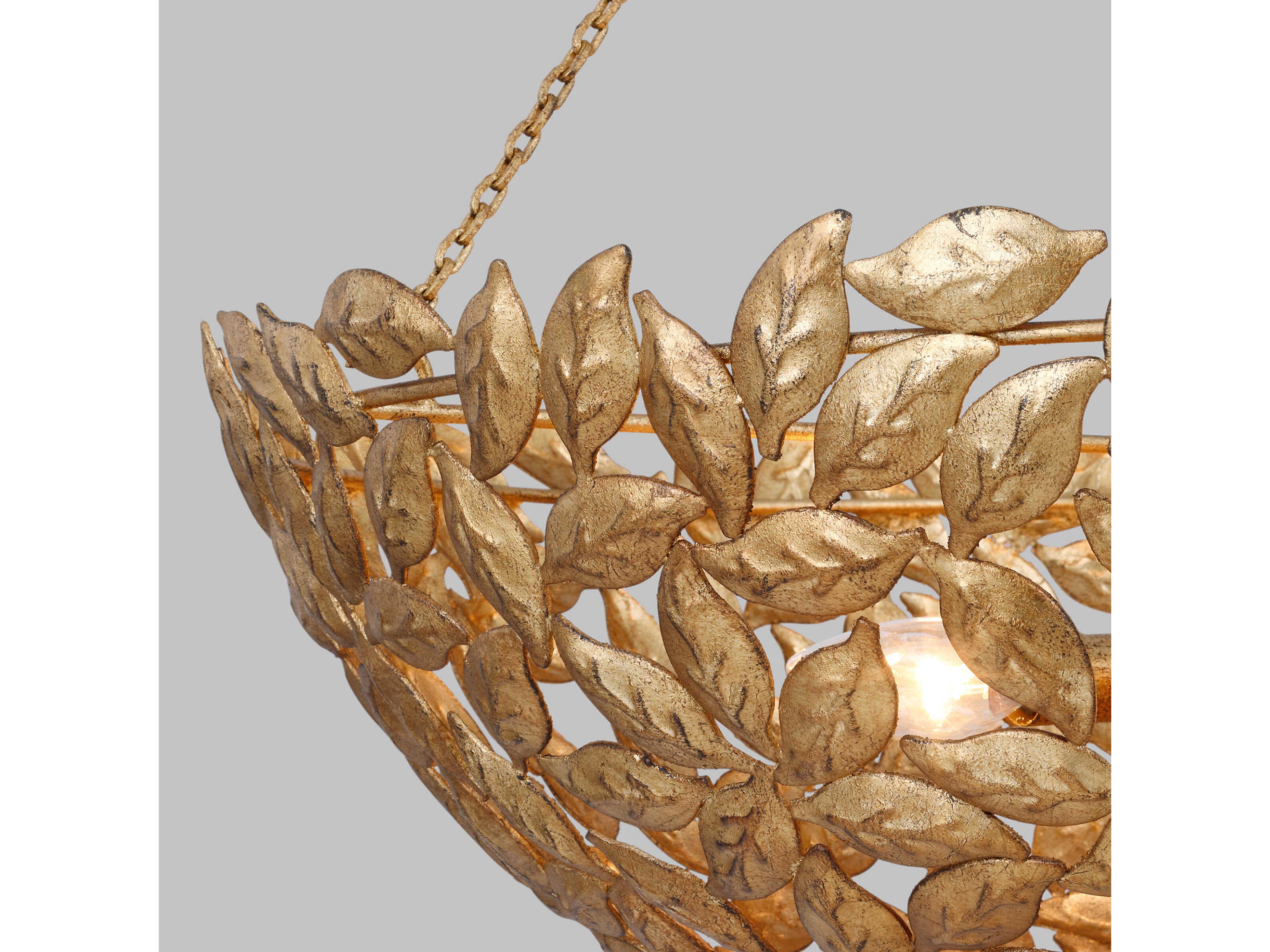 Visual Comfort Studio Kelan 6-Light Antique Gild Gold Bowl Pendant