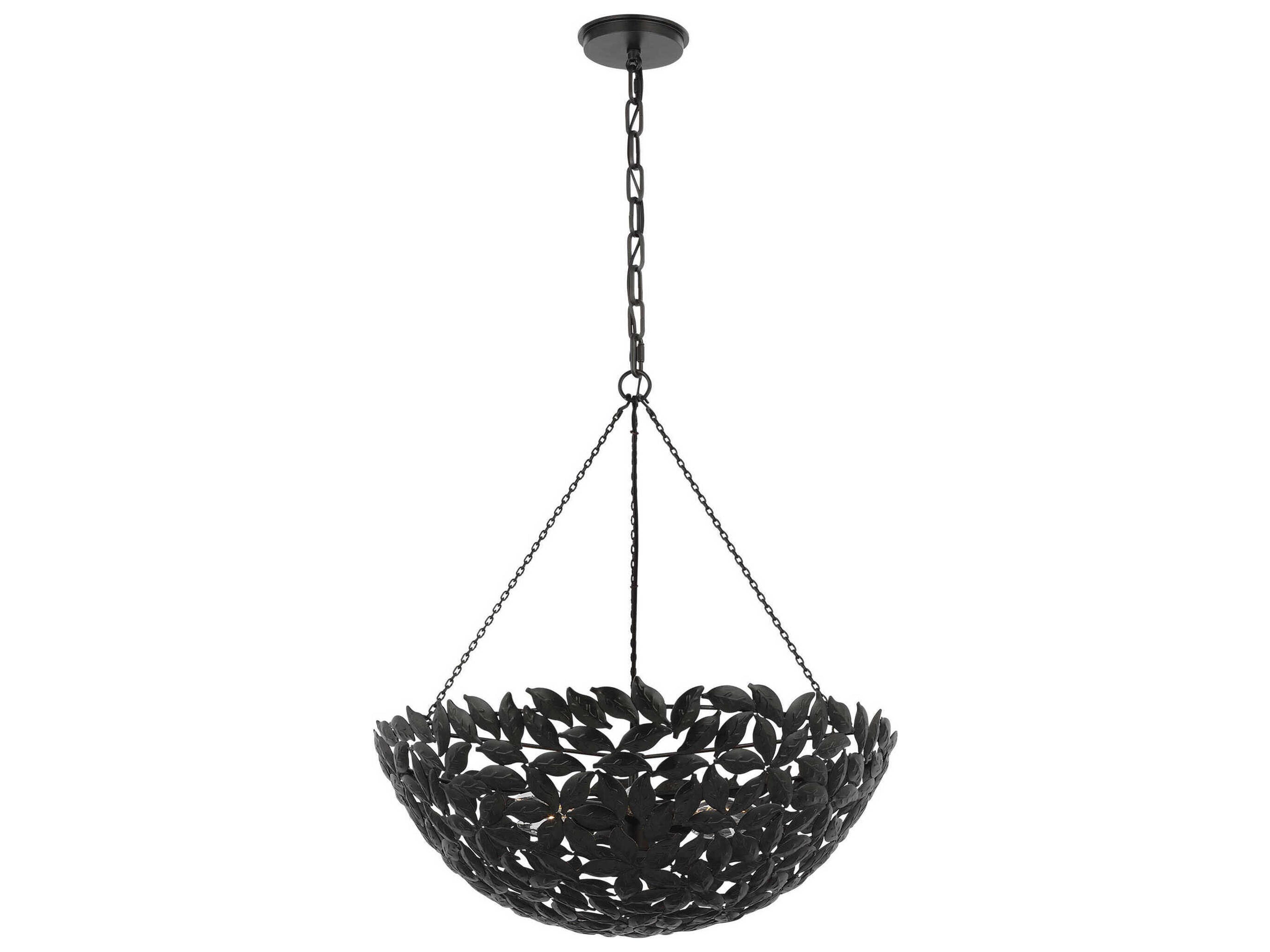 Visual Comfort Studio Kelan 6-Light Aged Iron Black Bowl Pendant