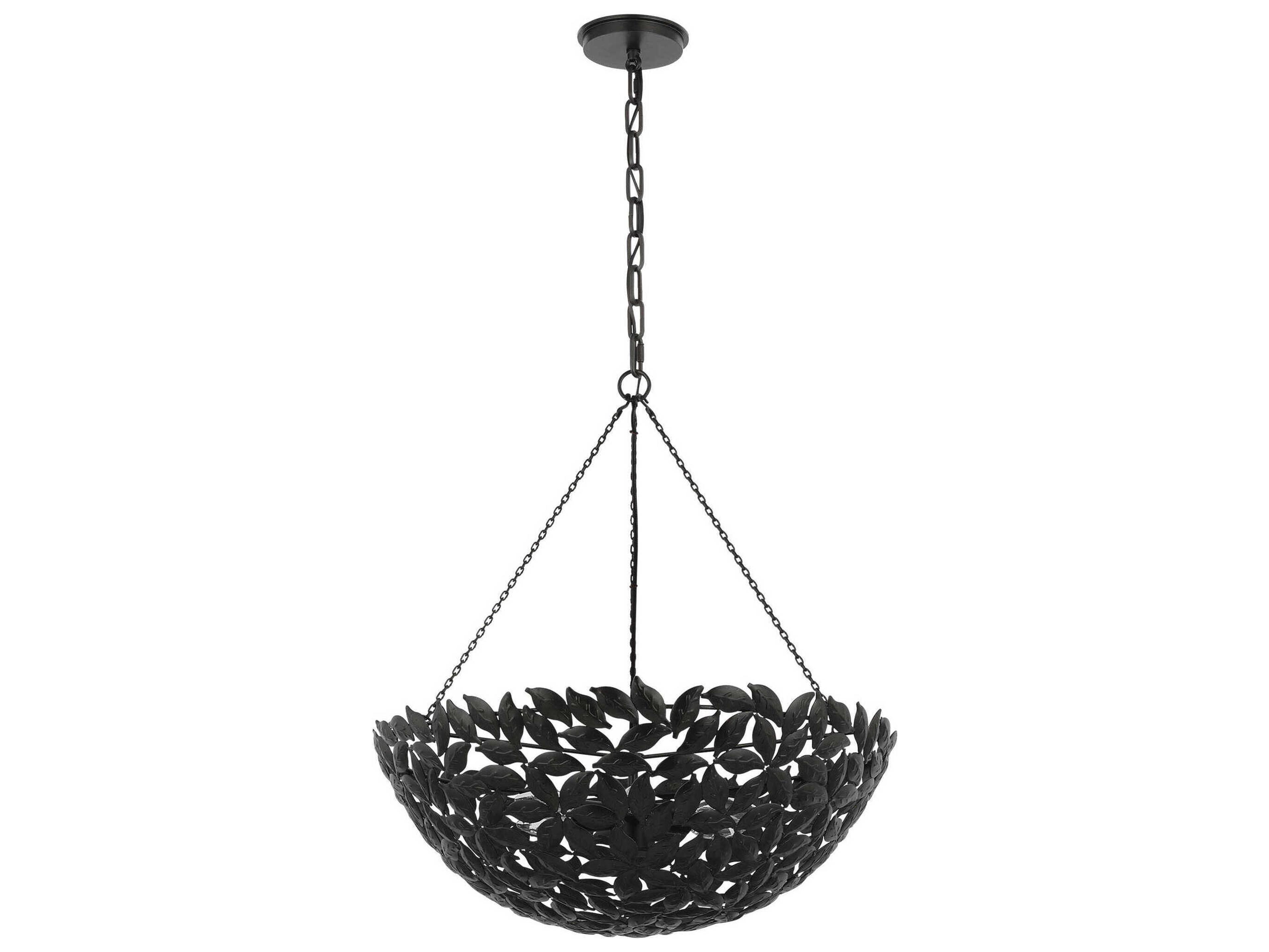 Visual Comfort Studio Kelan 6-Light Aged Iron Black Bowl Pendant