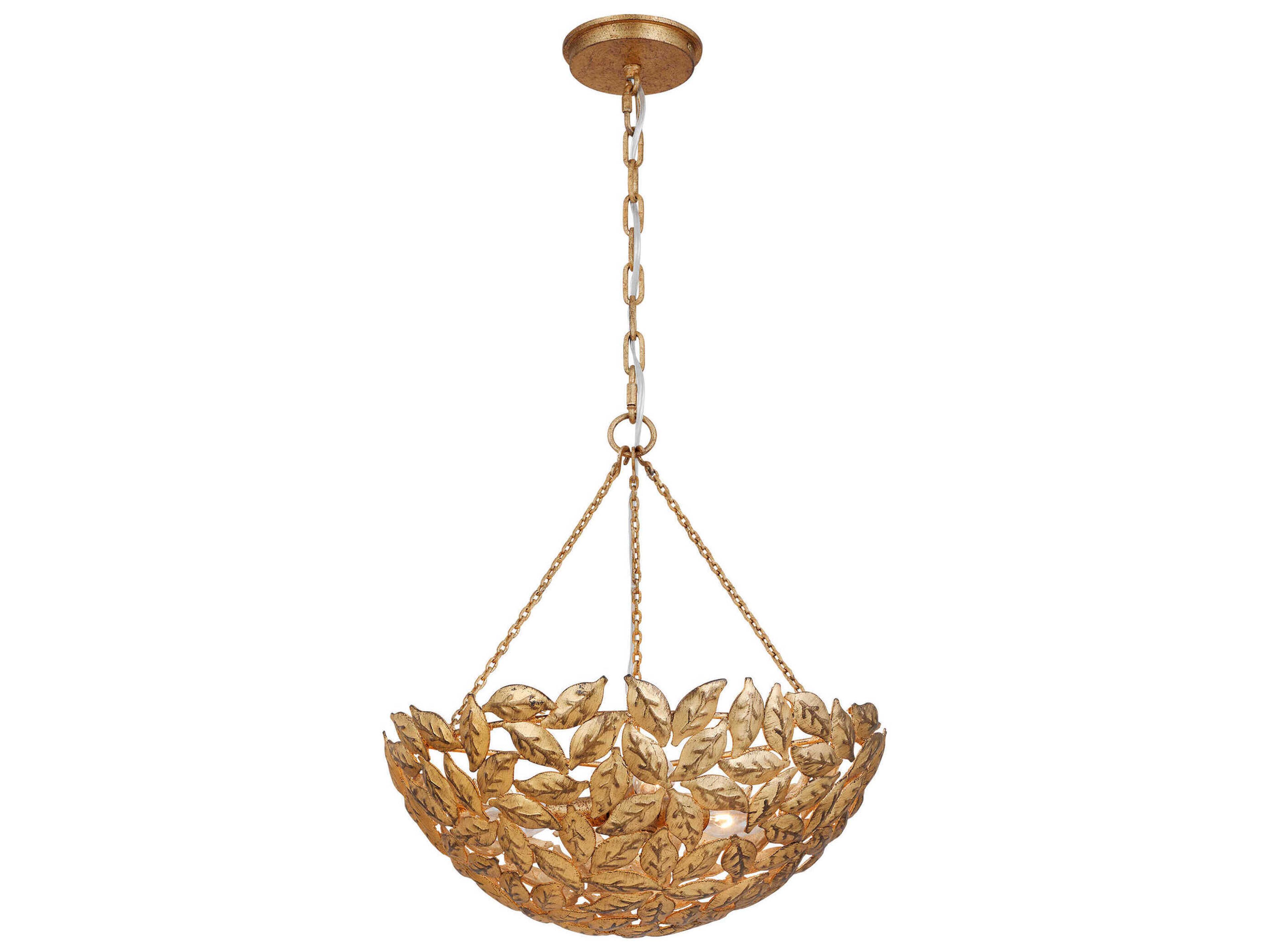 Visual Comfort Studio Kelan 3-Light Antique Gild Gold Bowl Pendant