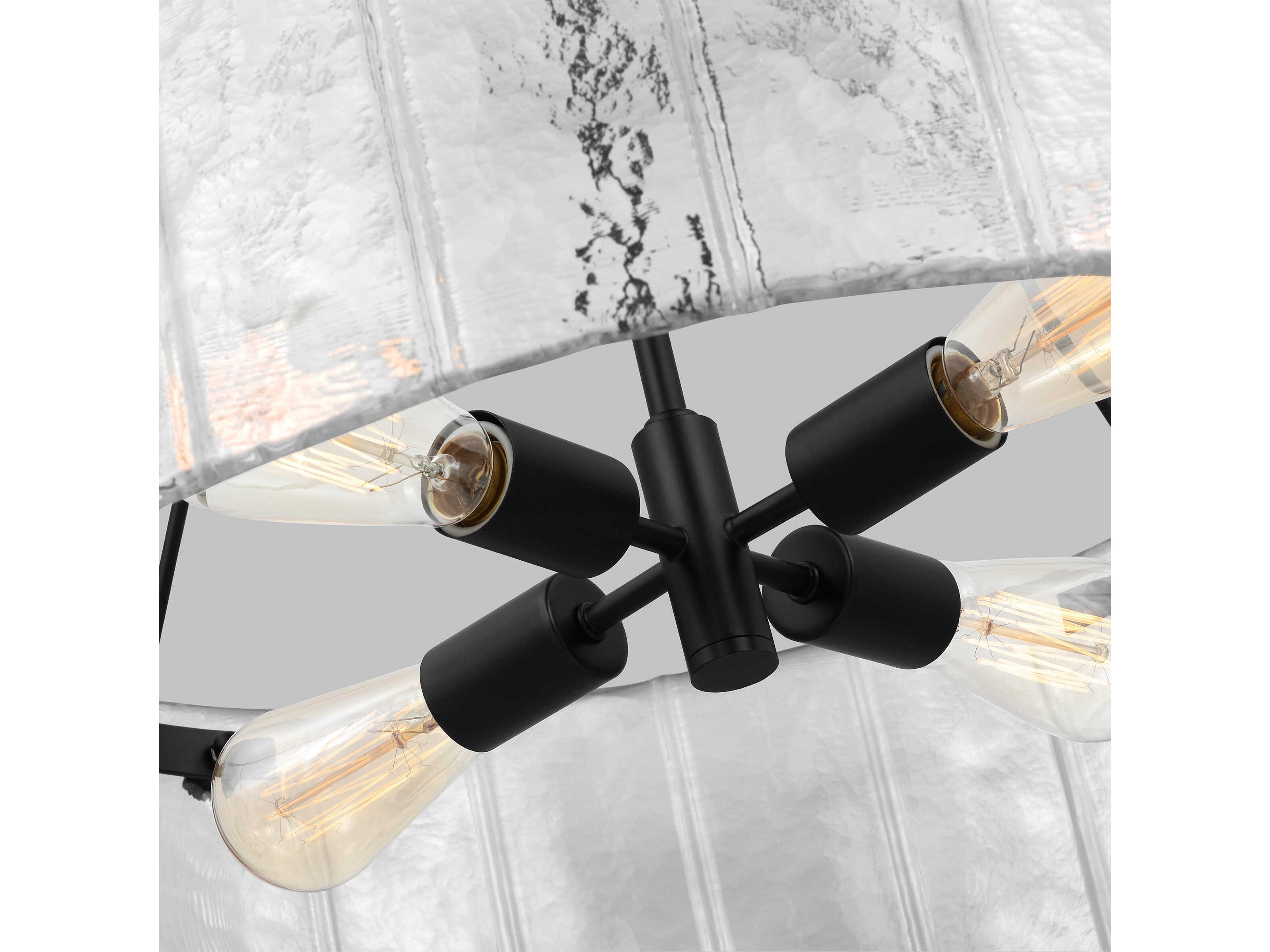 Visual Comfort Studio Calvert 4-Light Aged Iron Black Drum Chandelier