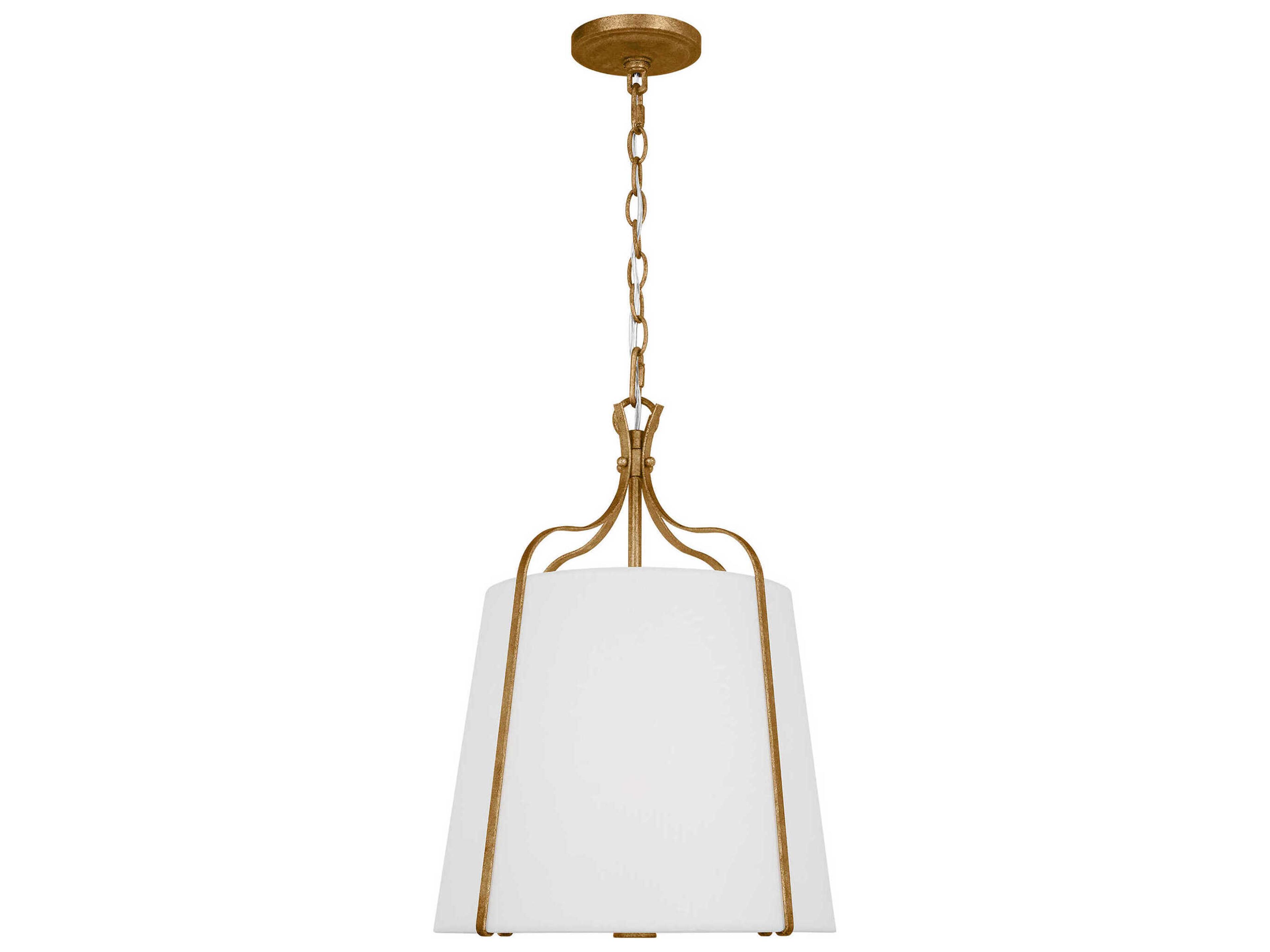Leander 1-Light Pendant in Antique Gild with Linen Shade