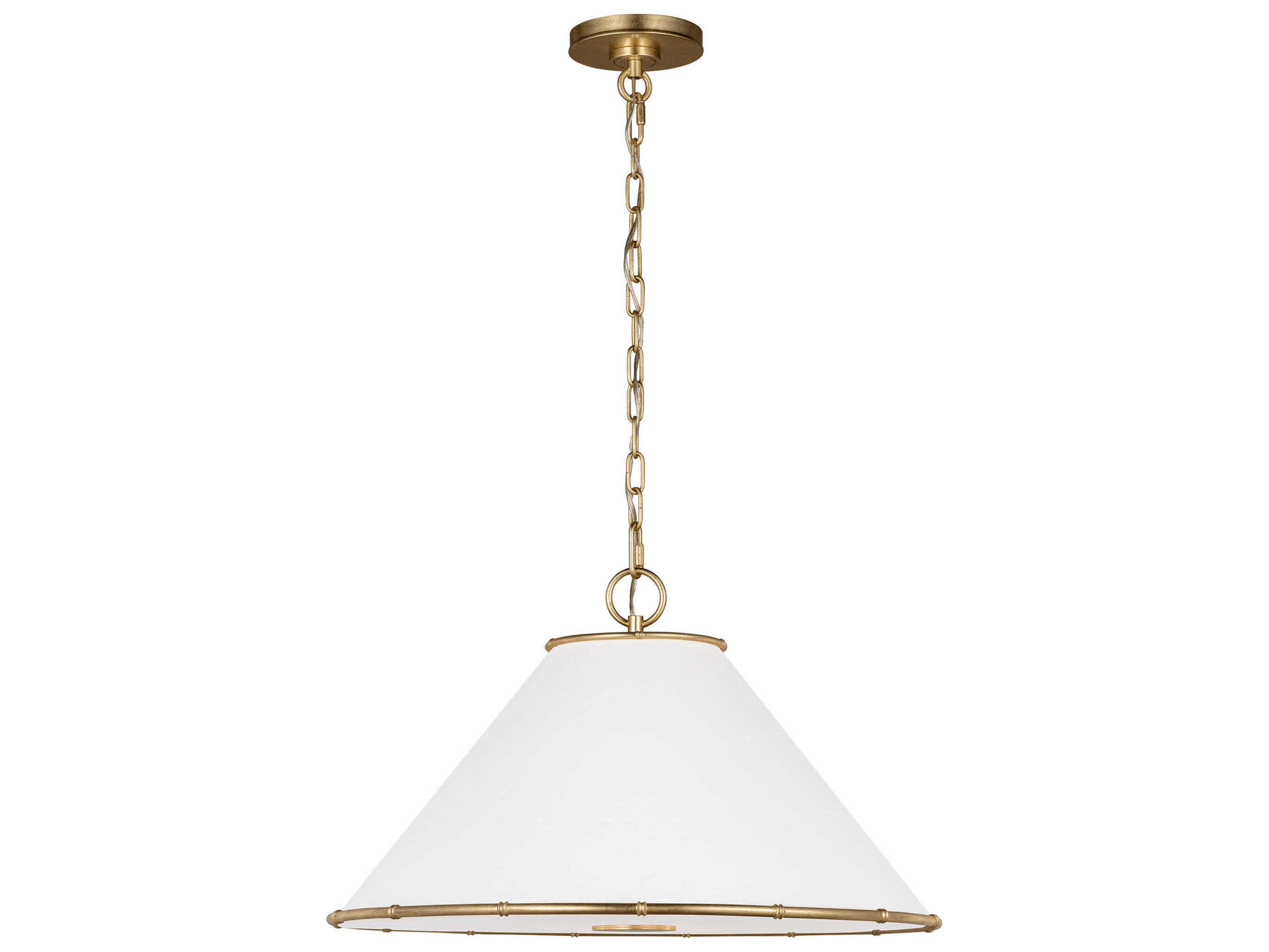 Aldric 22 Inch Two Light Pendant Gild Metal with White Linen Shade