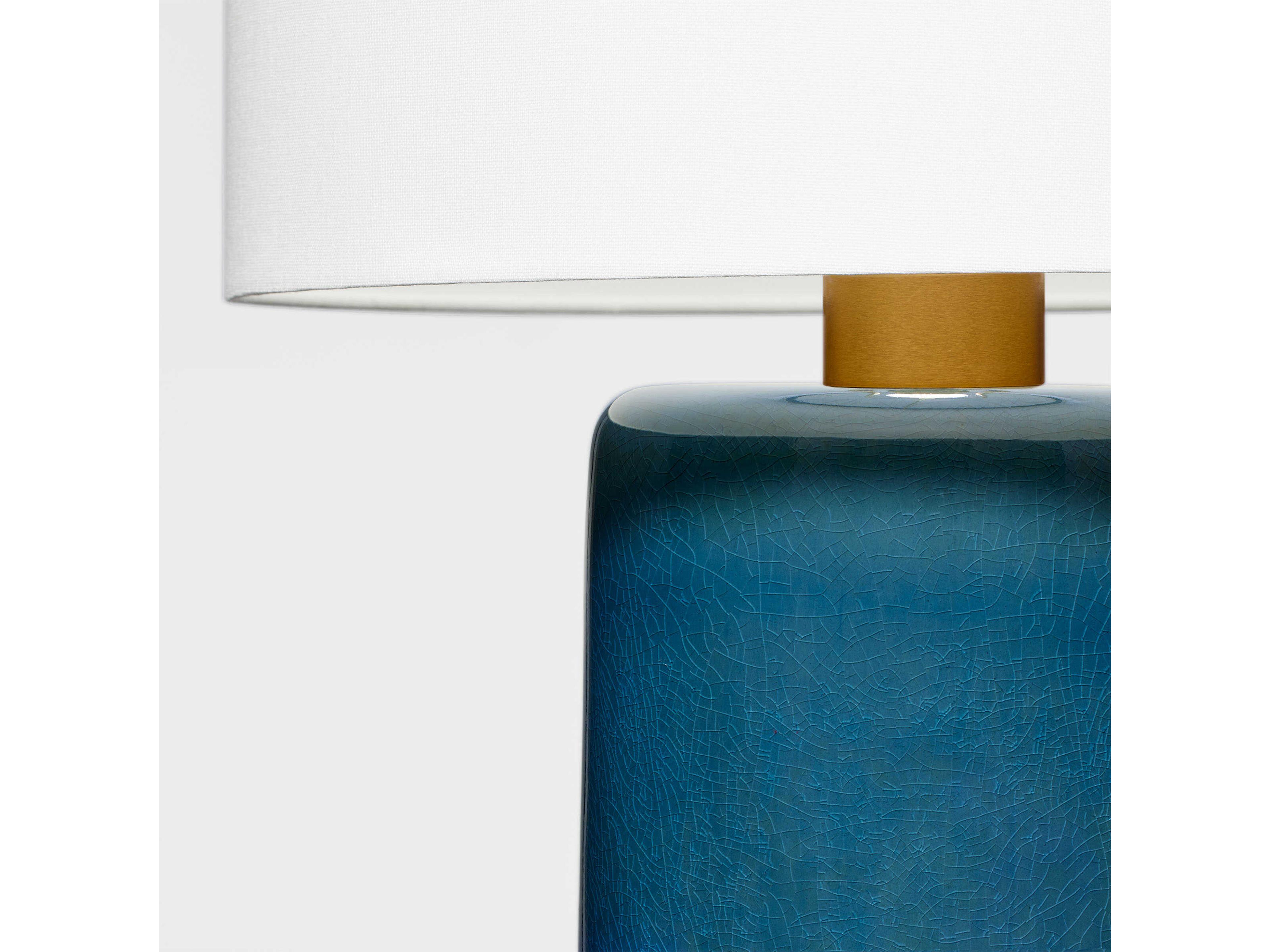 Visual Comfort Studio Shanghai Deep Ocean Crackle White Linen Blue Buffet Lamp