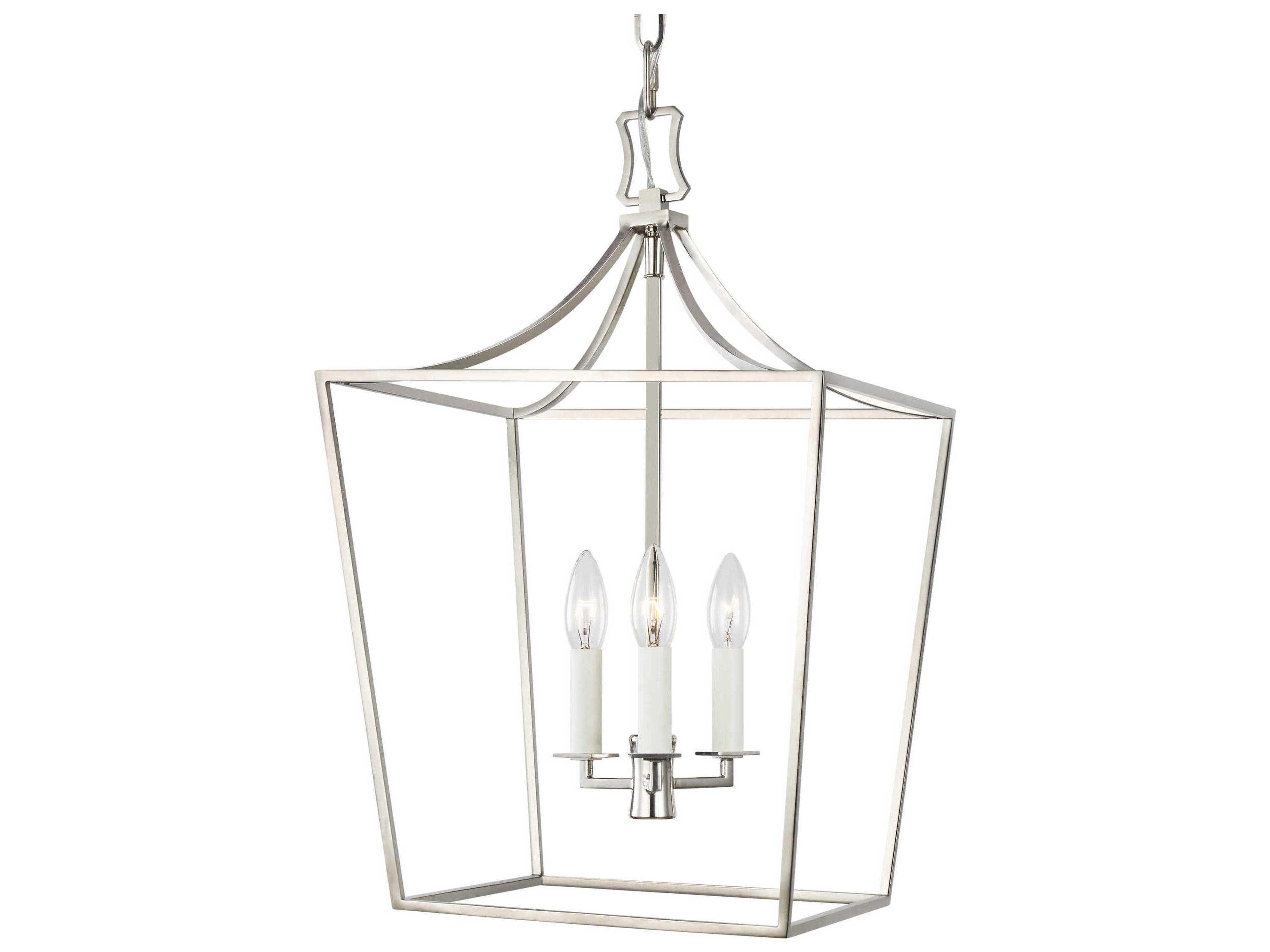 Visual Comfort Studio Southold 3-Light Polished Nickel Lantern Chandelier