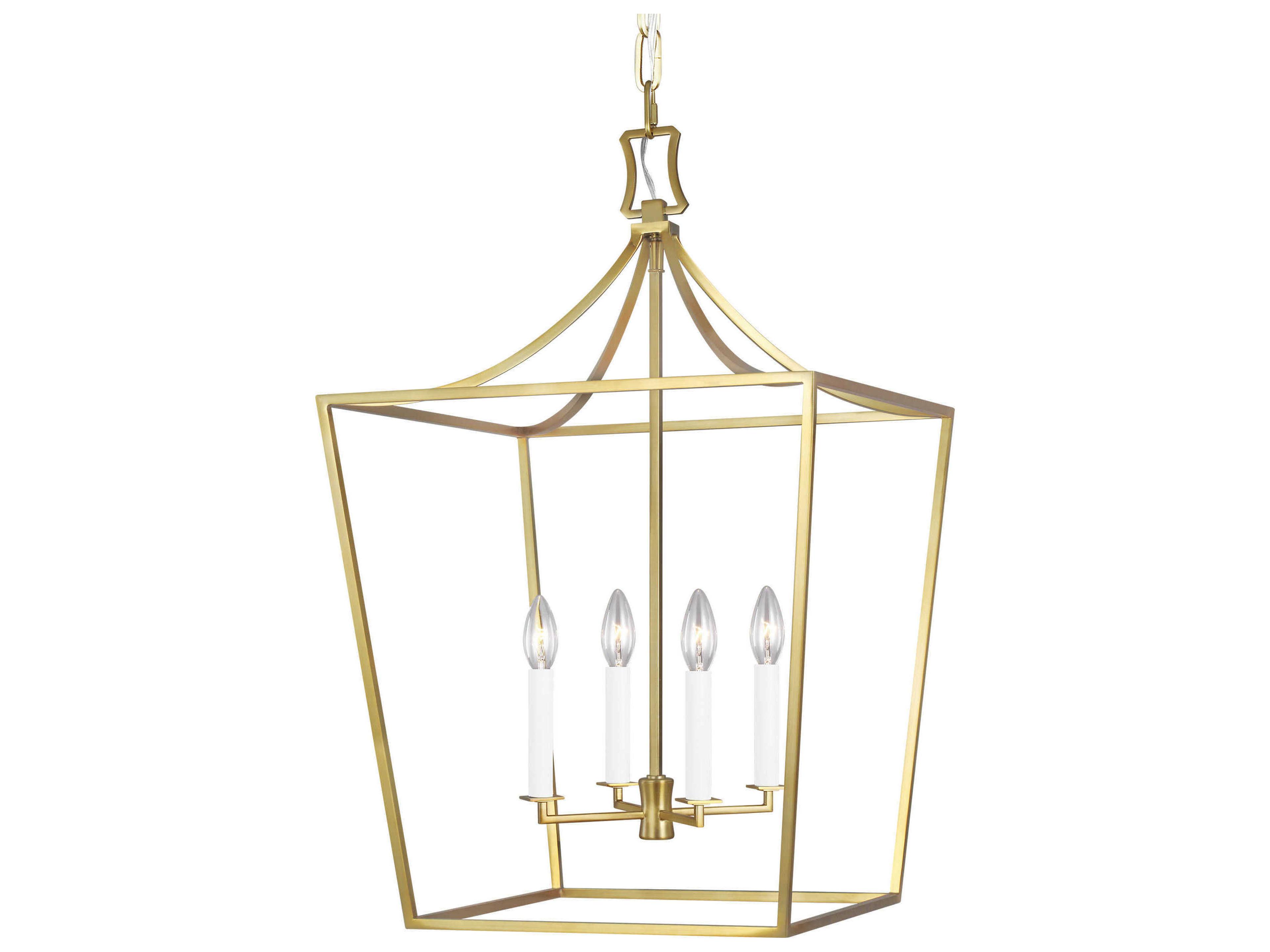 Visual Comfort Studio Southold 4-Light Burnished Brass Lantern Chandelier