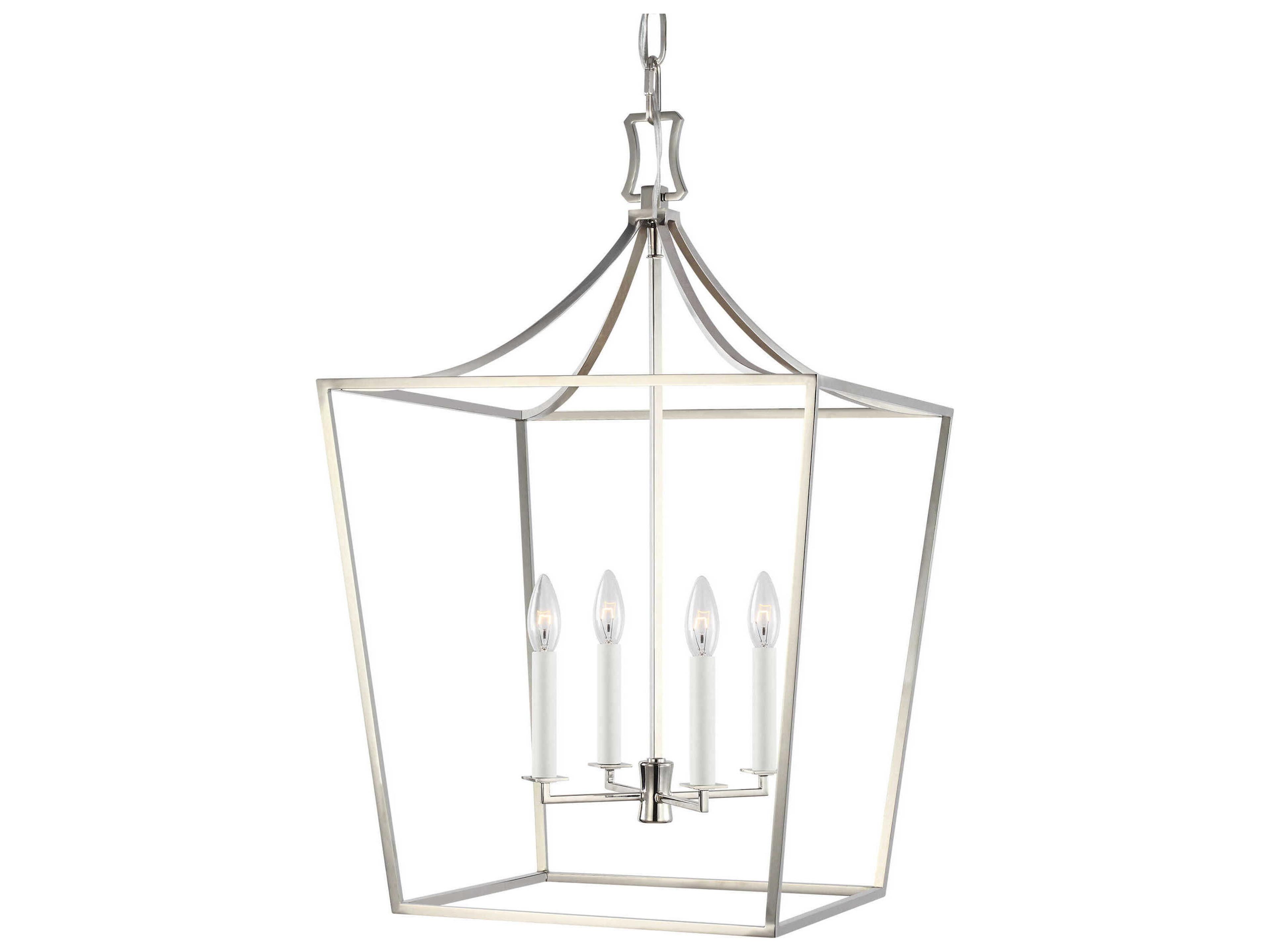 Visual Comfort Studio Southold 4-Light Polished Nickel Lantern Chandelier