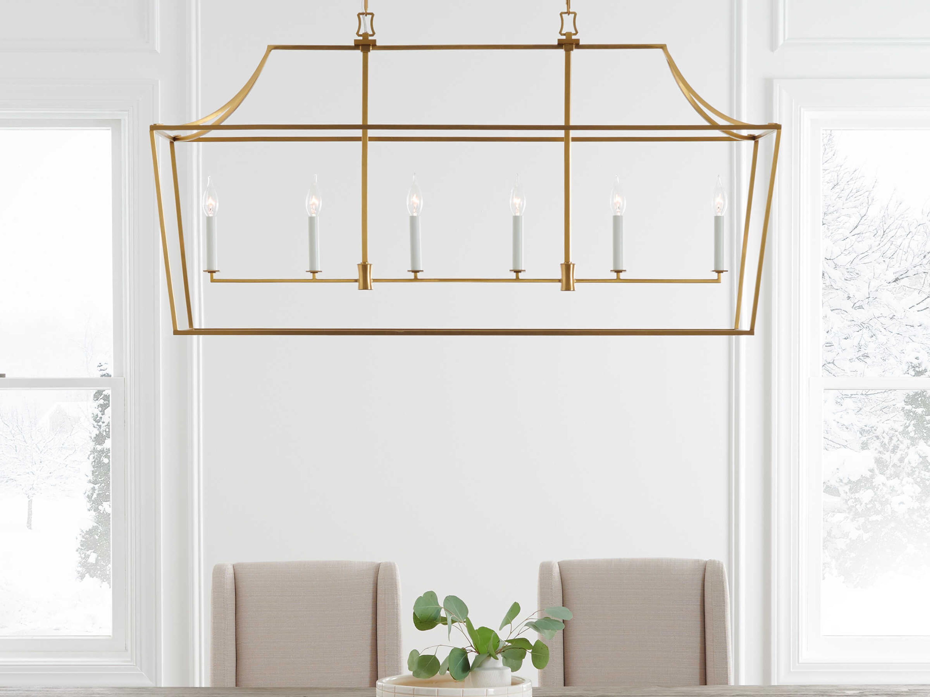 Visual Comfort Studio Southold 6-Light Burnished Brass Lantern Island Pendant