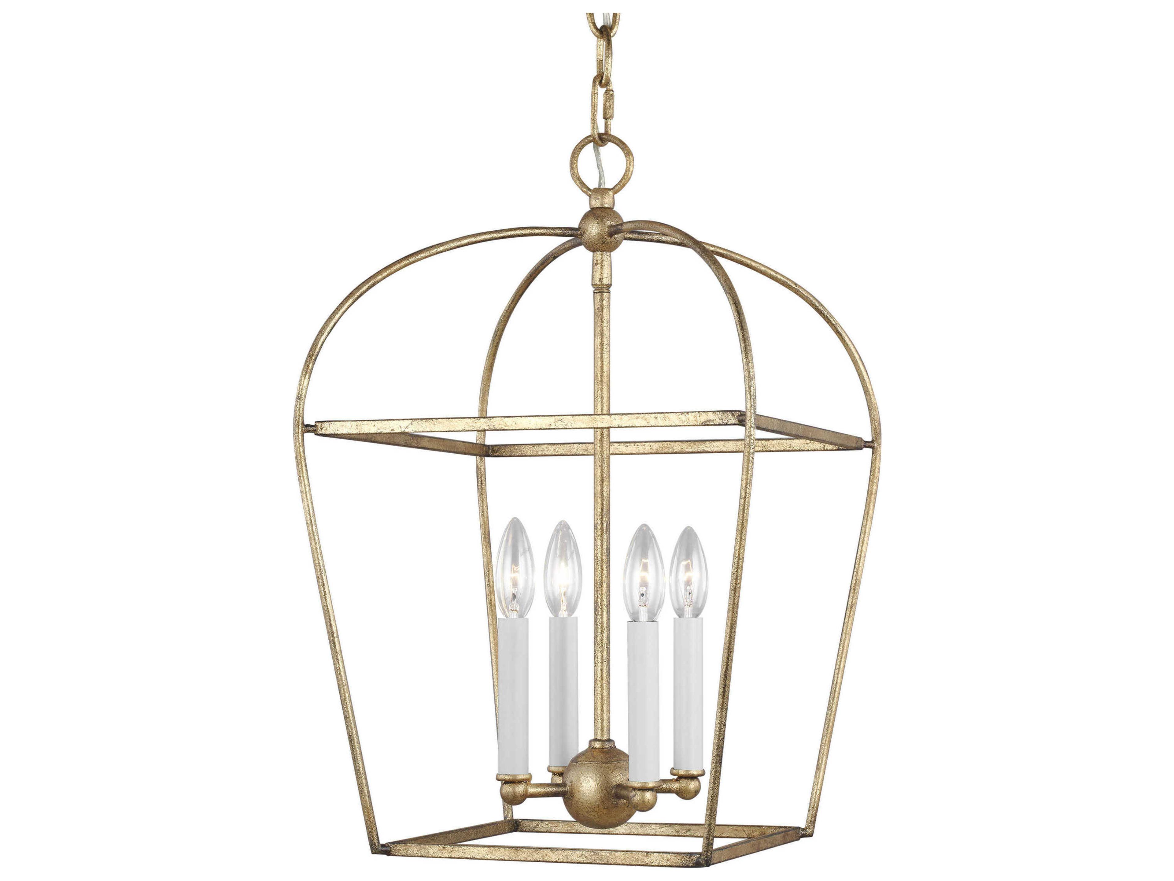 Visual Comfort Studio Stonington 4-Light Antique Gild Gold Lantern Chandelier