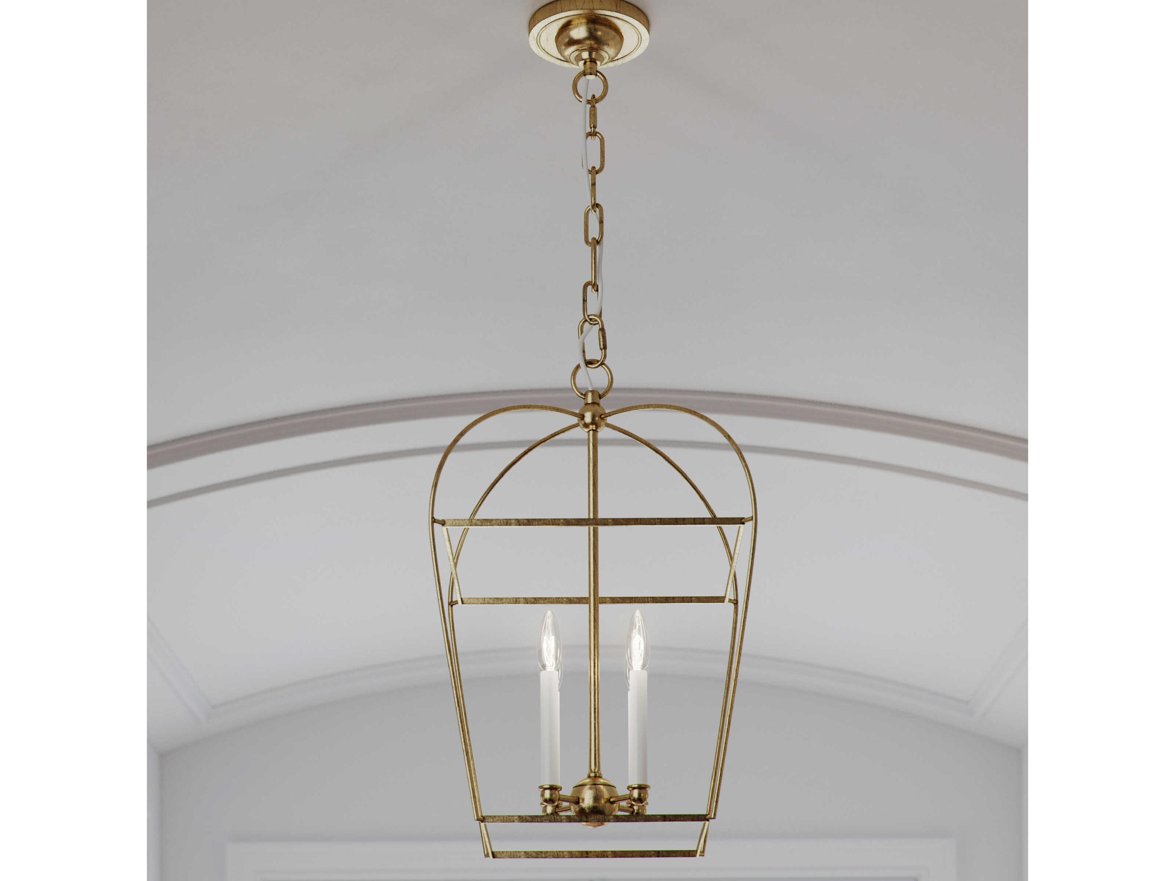 Visual Comfort Studio Stonington 4-Light Antique Gild Gold Lantern Chandelier