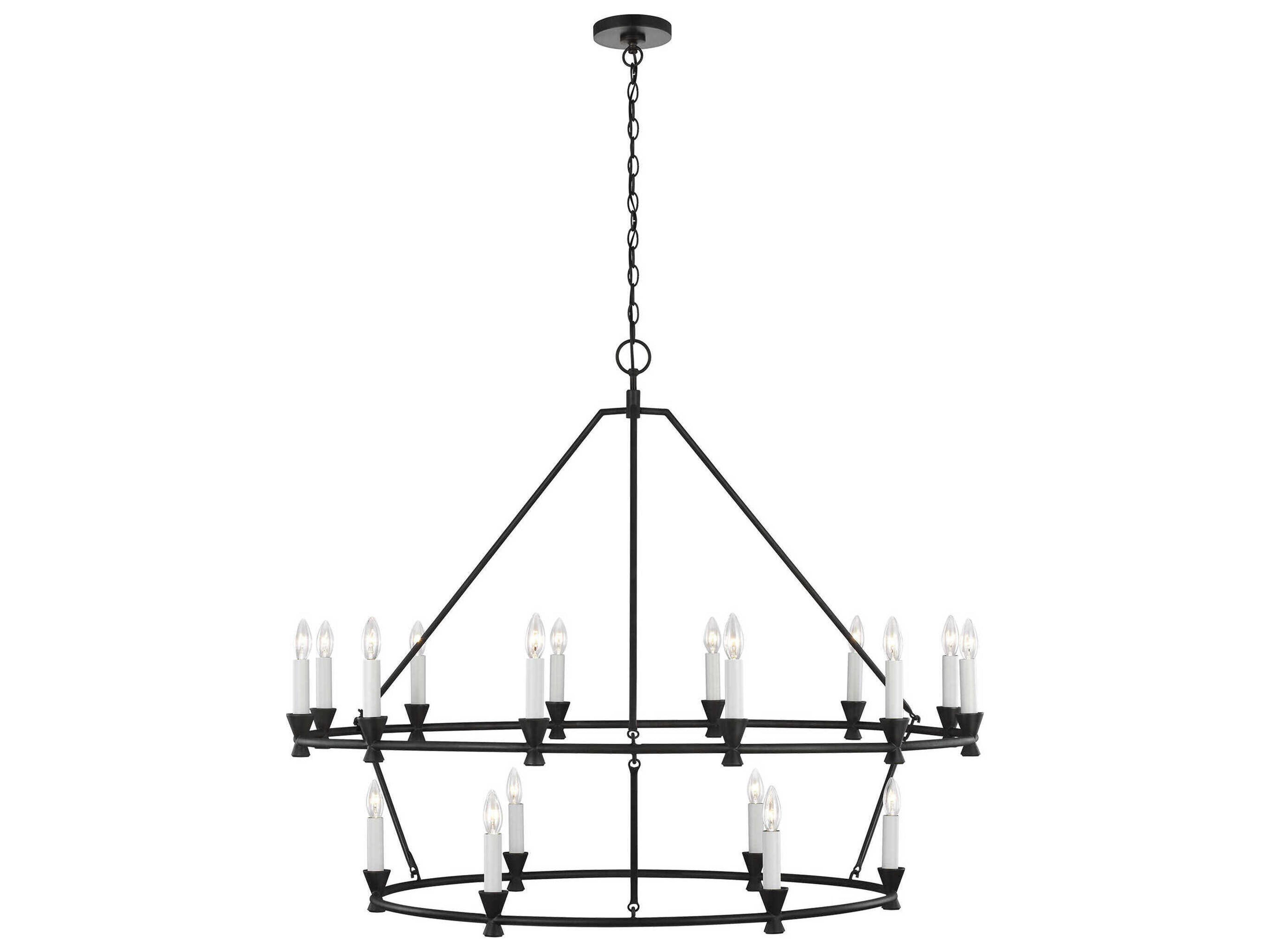 Visual Comfort Studio Keystone 18-Light Aged Iron Black Tiered Chandelier