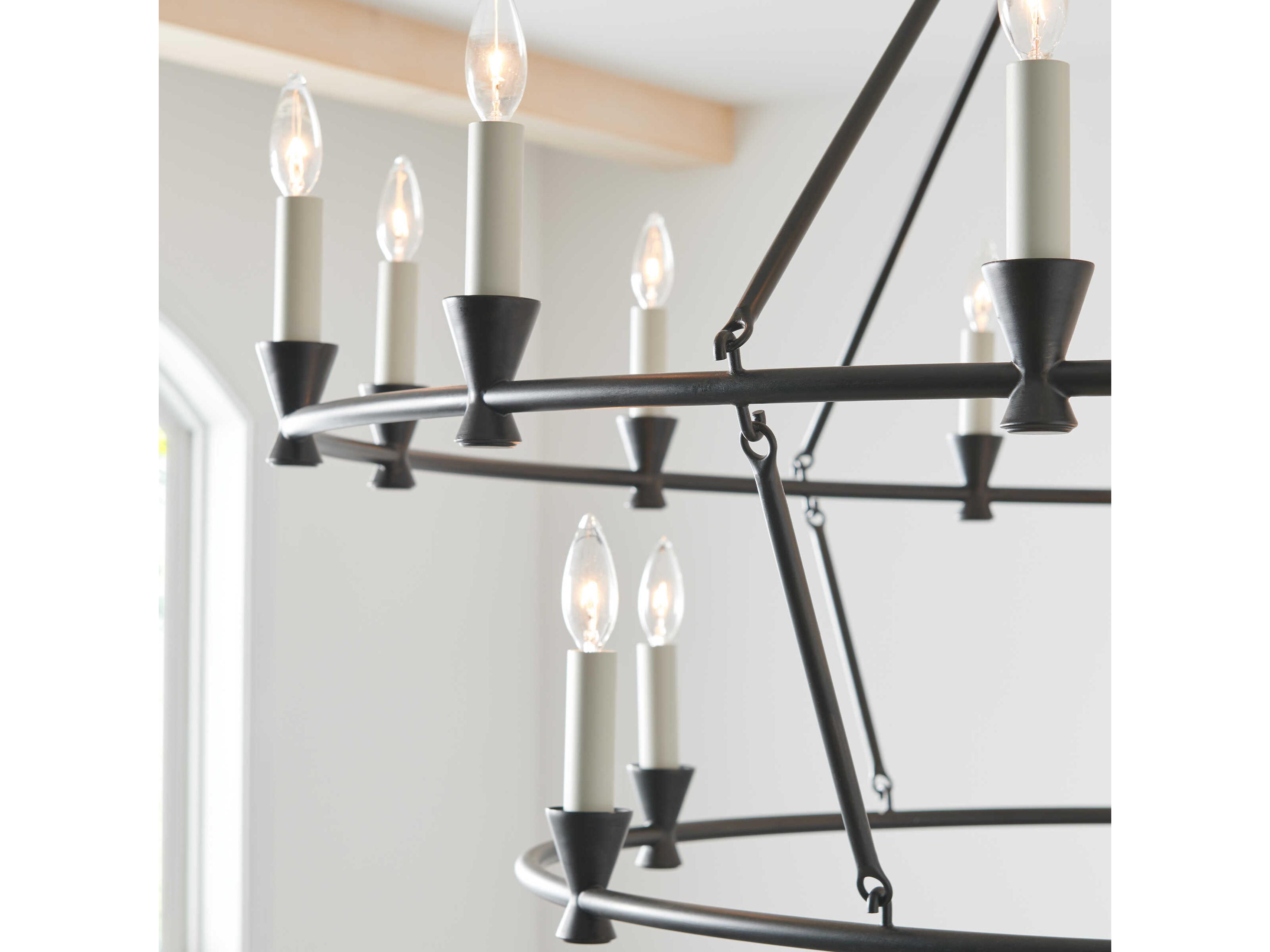 Visual Comfort Studio Keystone 18-Light Aged Iron Black Tiered Chandelier