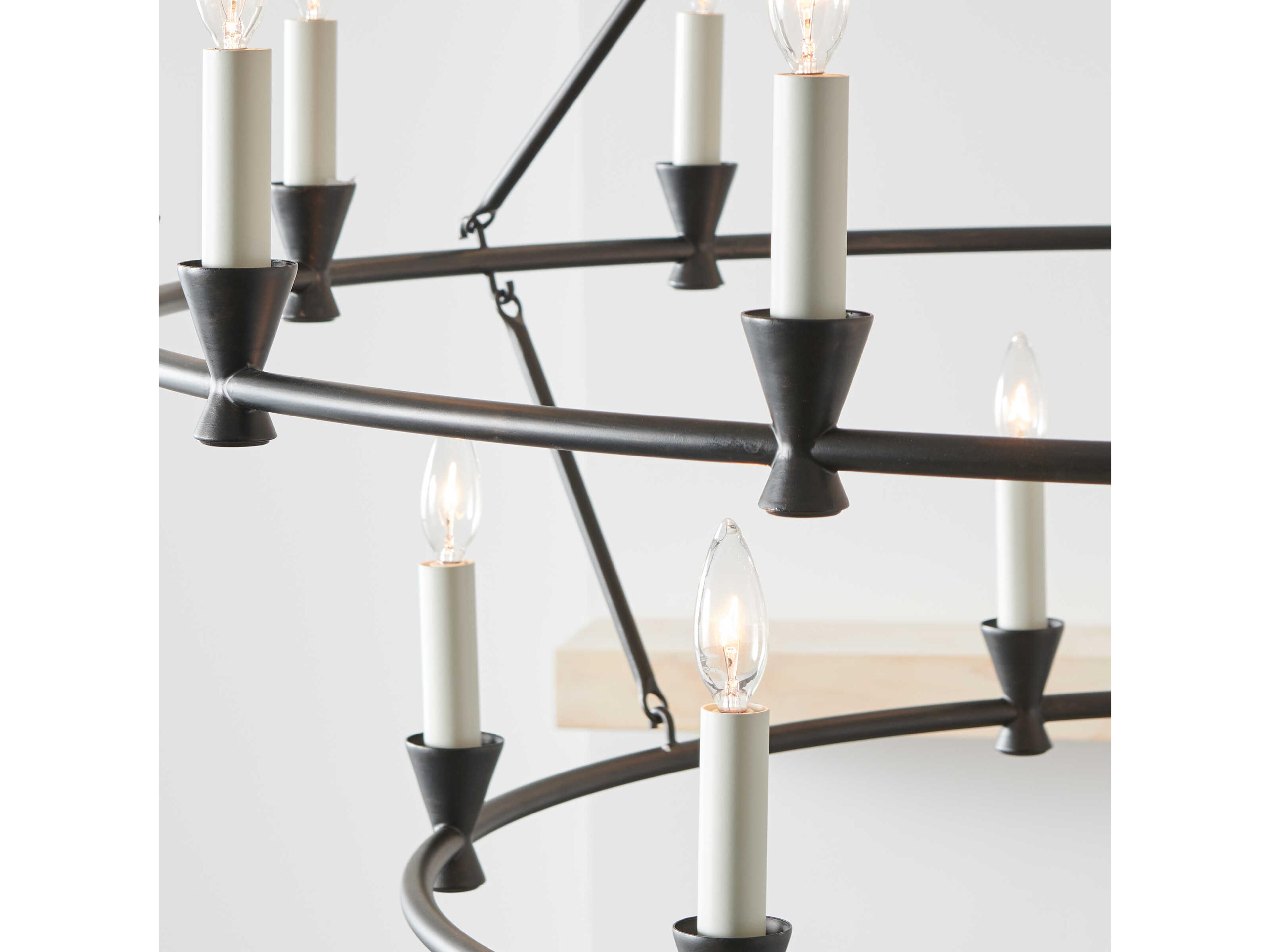Visual Comfort Studio Keystone 18-Light Aged Iron Black Tiered Chandelier