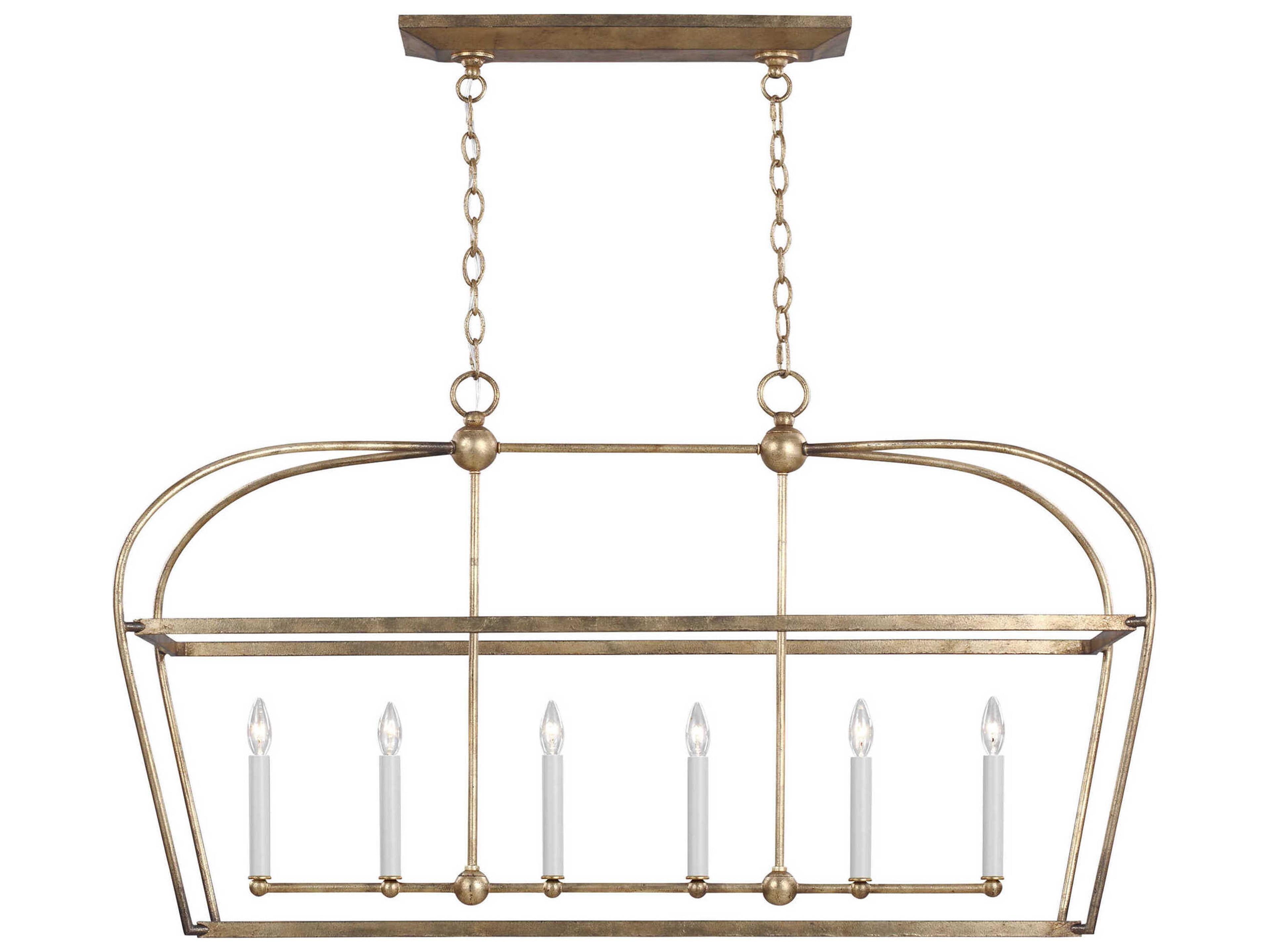 Visual Comfort Studio Stonington 6-Light Antique Gild Gold Lantern Island Pendant