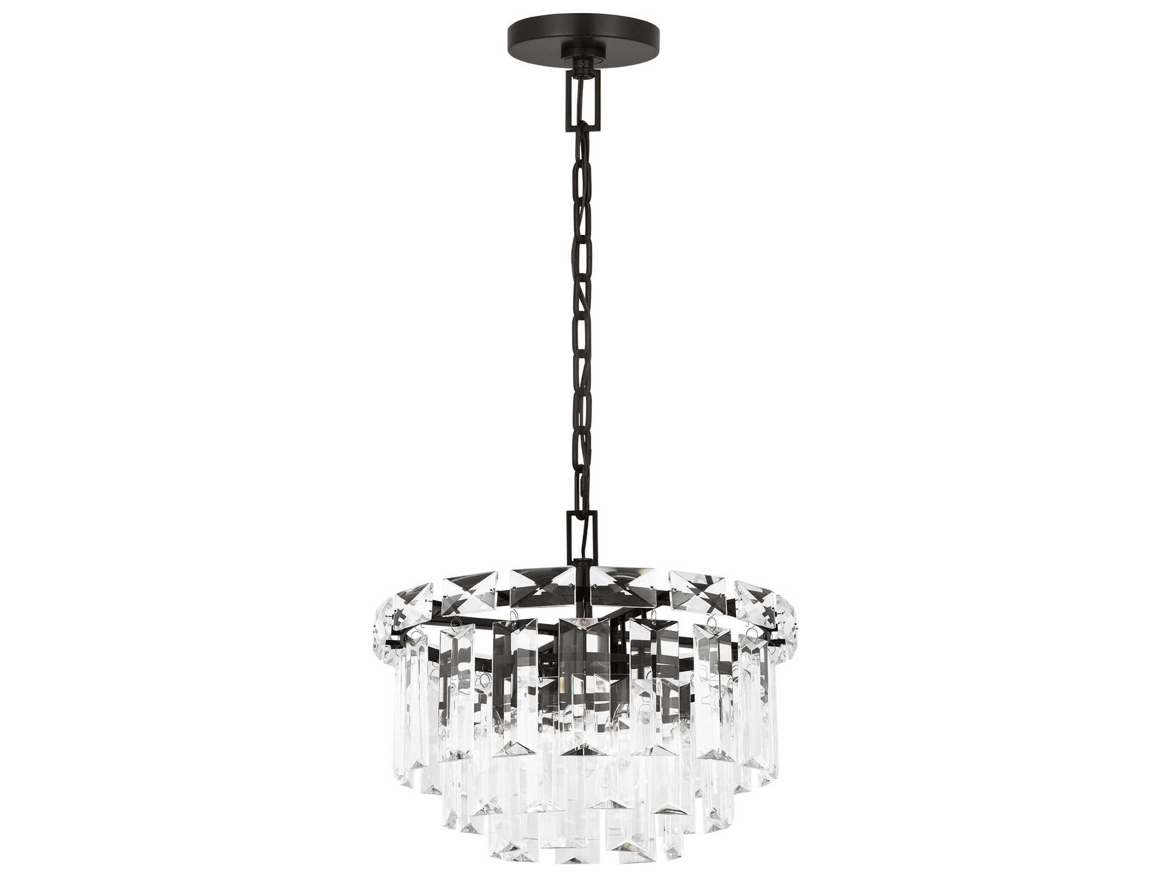 Visual Comfort Studio Arden 4-Light Aged Iron Black Tiered Chandelier