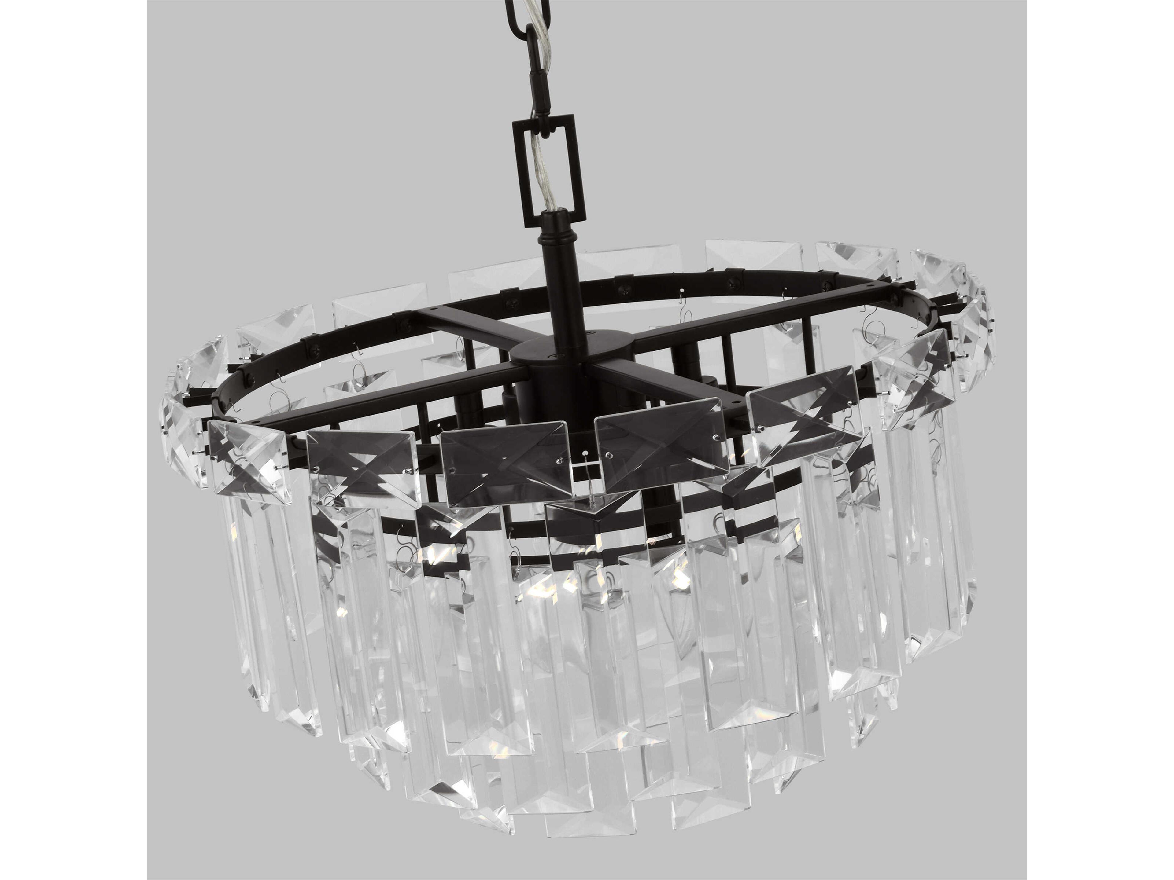 Visual Comfort Studio Arden 4-Light Aged Iron Black Tiered Chandelier
