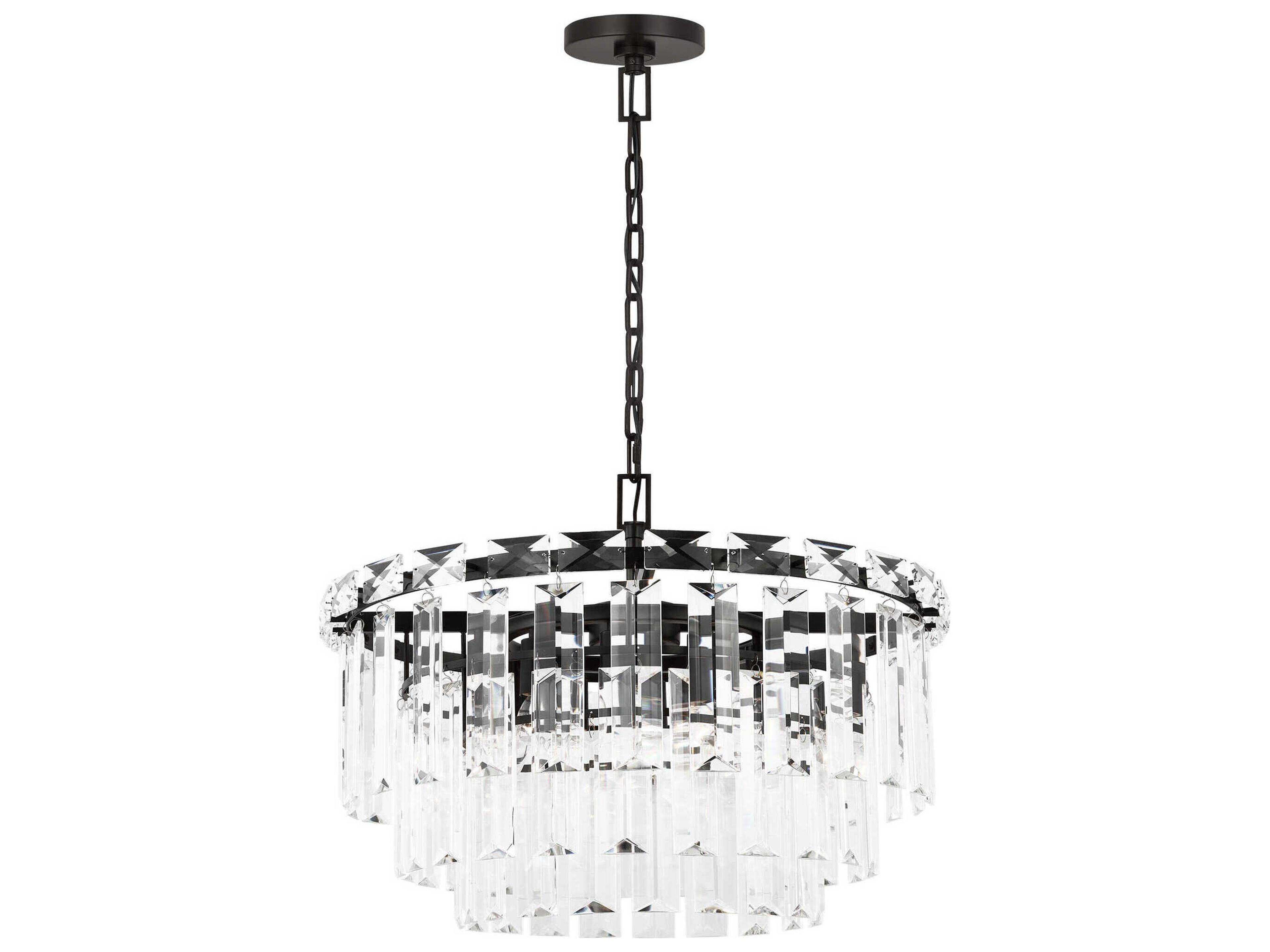 Visual Comfort Studio Arden 10-Light Aged Iron Black Tiered Chandelier