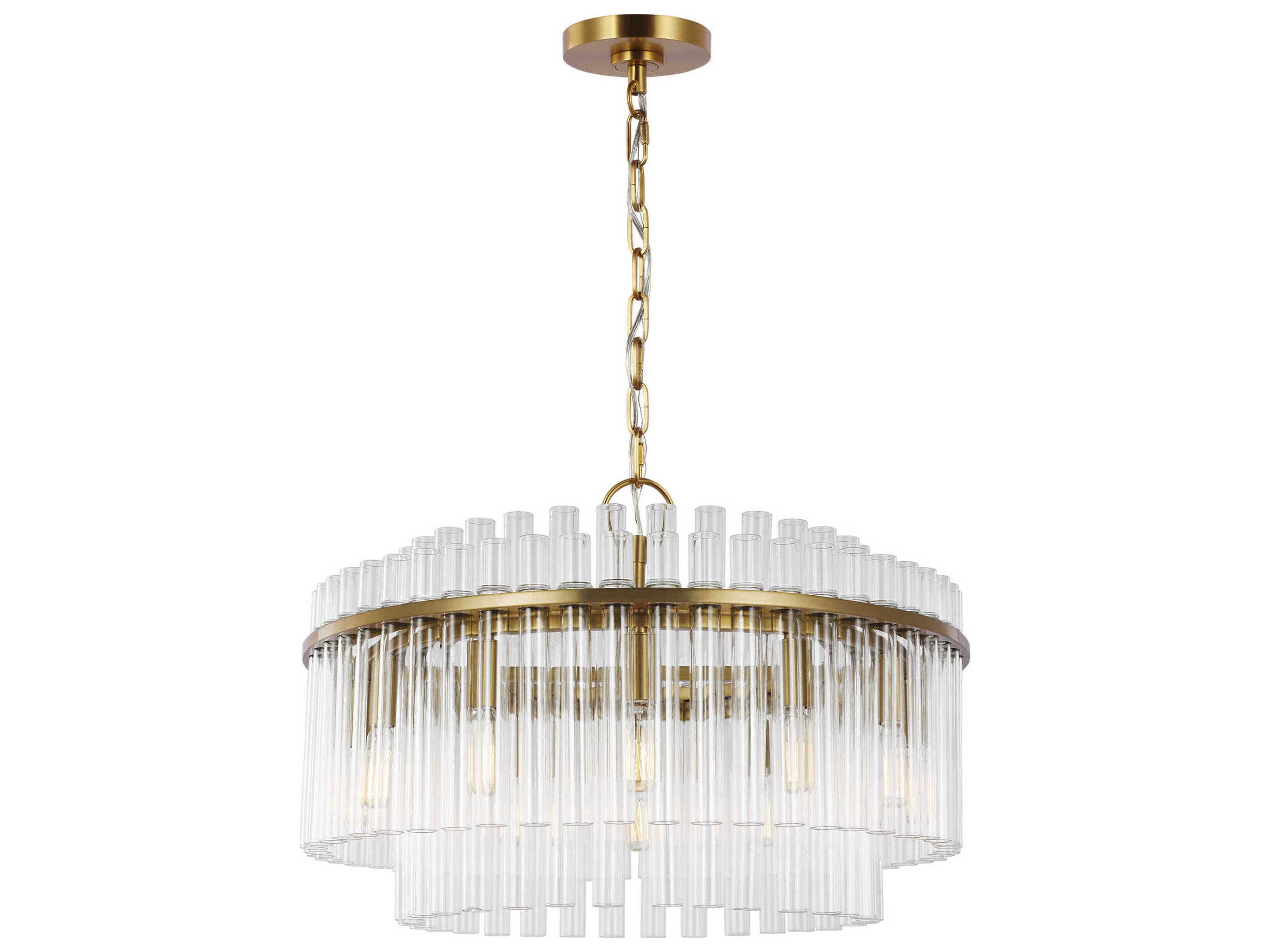 Visual Comfort Studio Beckett 12-Light Burnished Brass Drum Chandelier