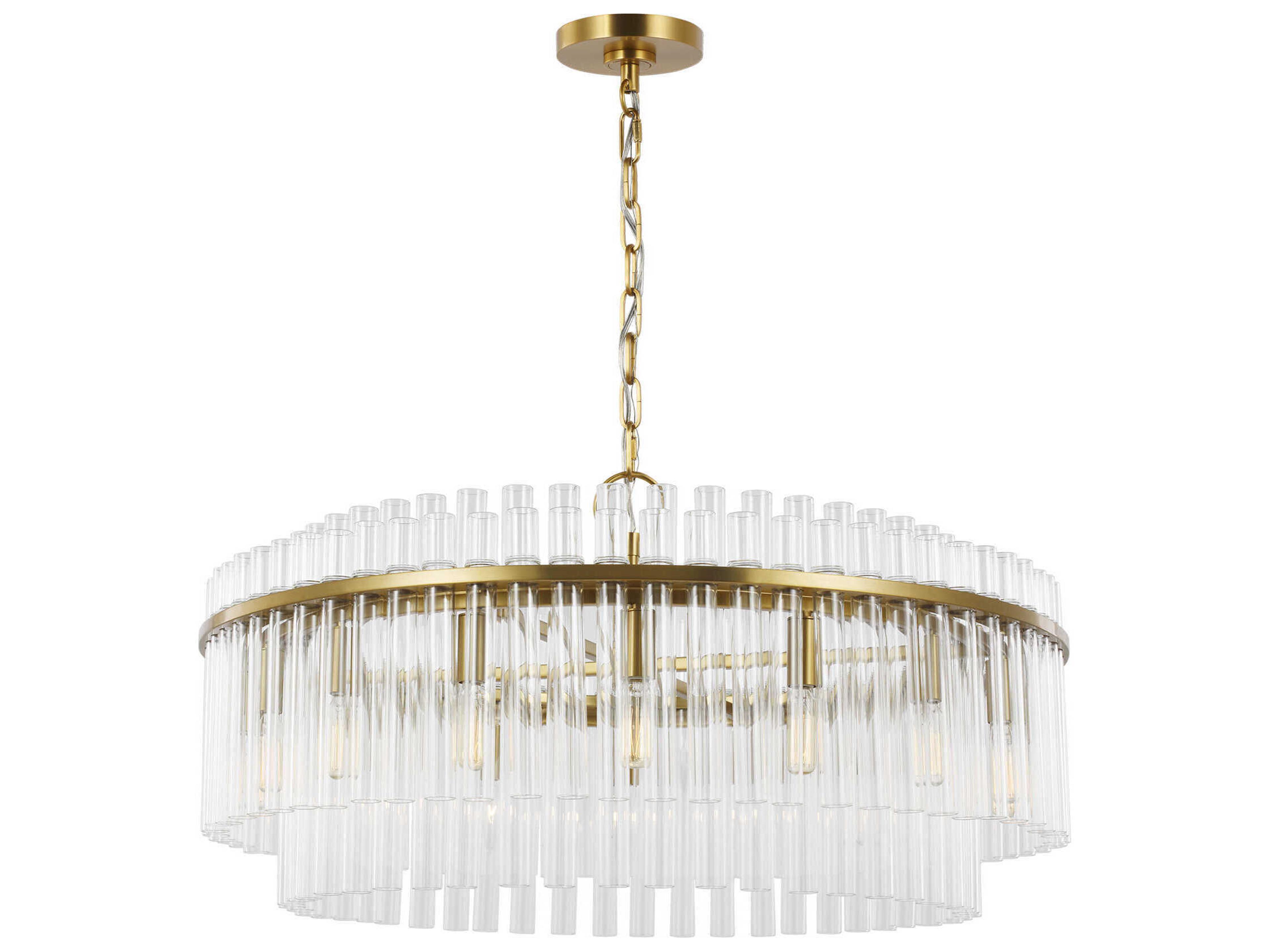 Visual Comfort Studio Beckett 16-Light Burnished Brass Drum Chandelier