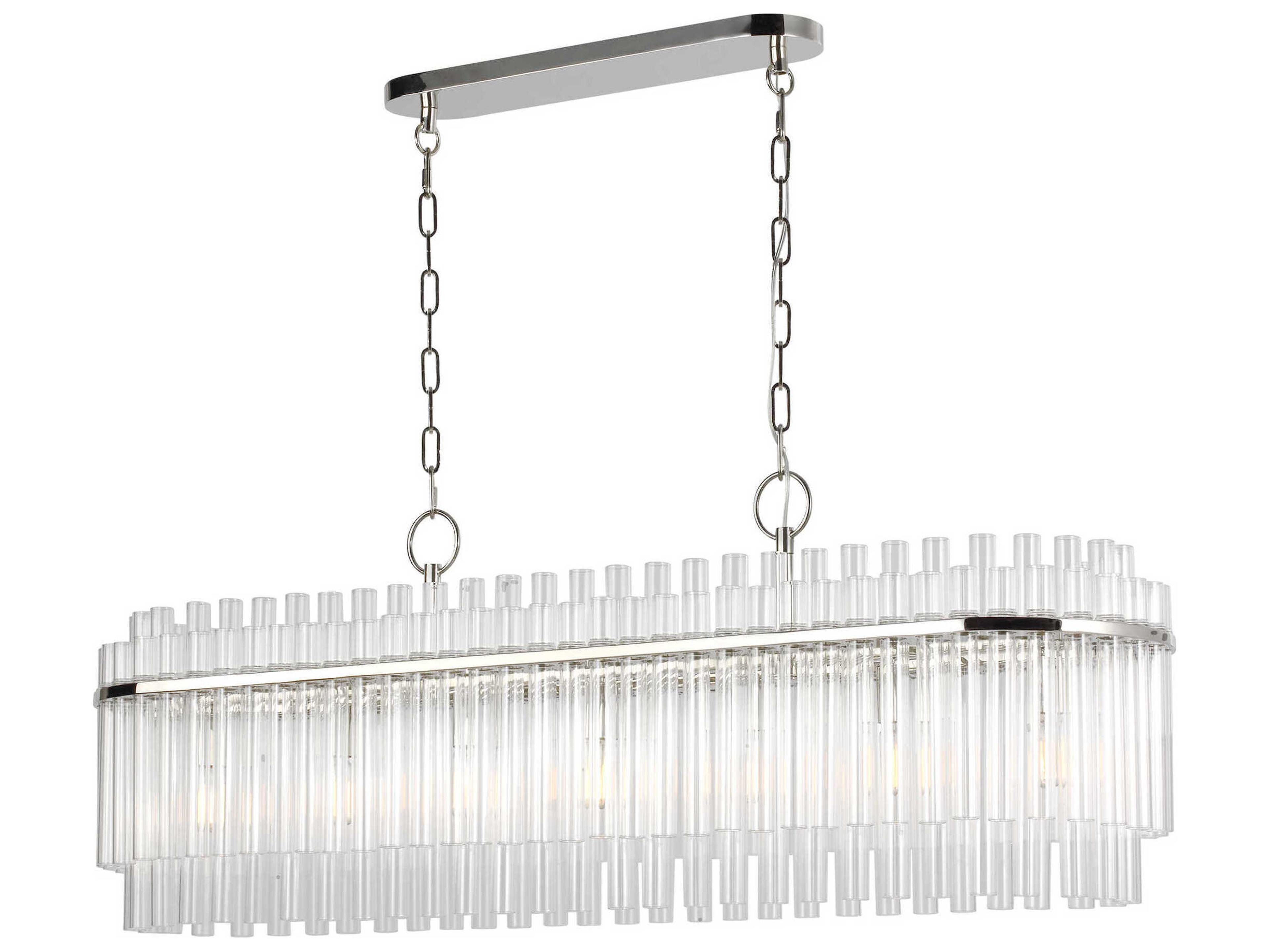 Beckett Linear Chandelier Polished Nickel Clear Glass