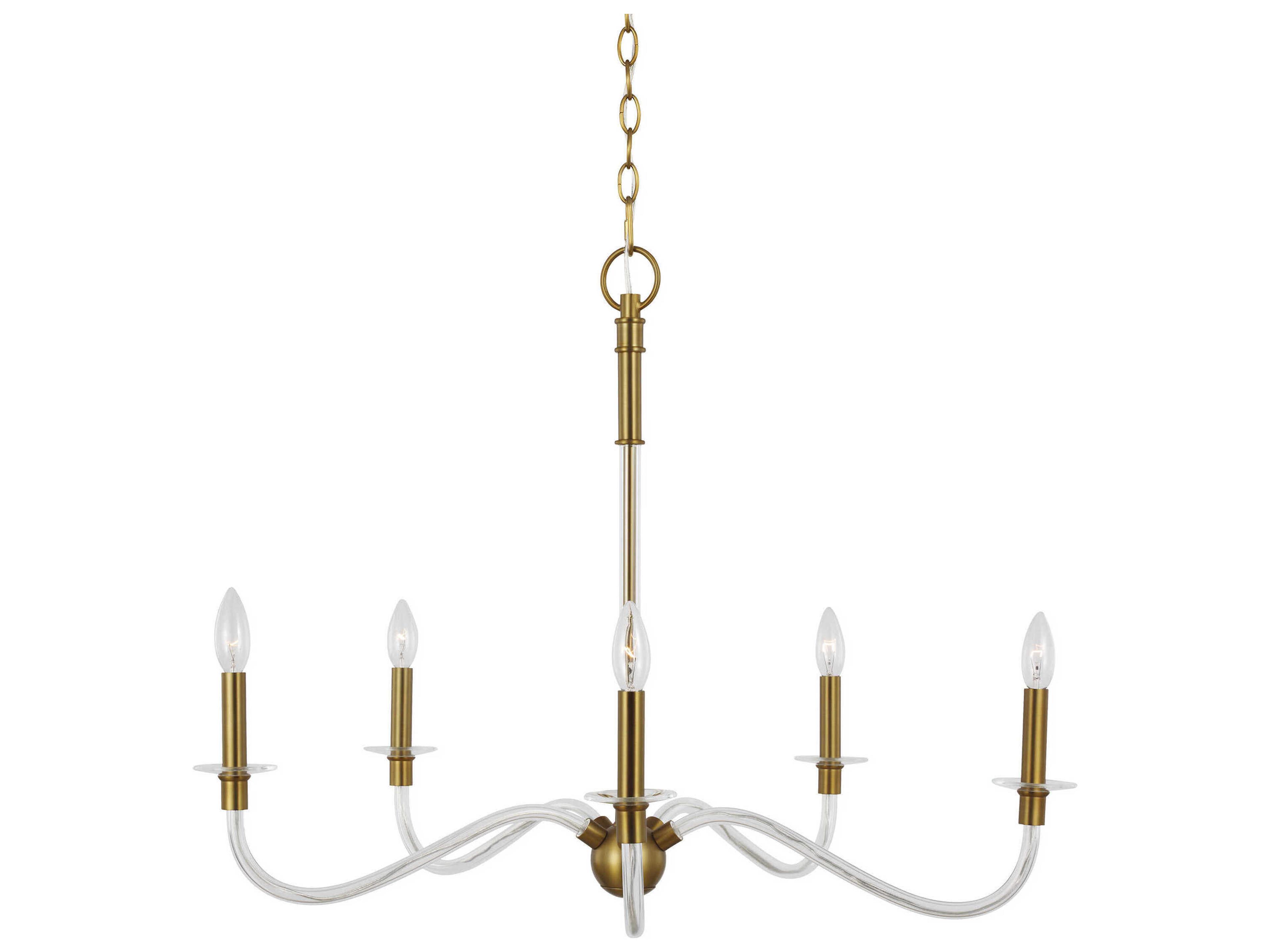 Visual Comfort Studio Hanover 5-Light Burnished Brass Candelabra Chandelier