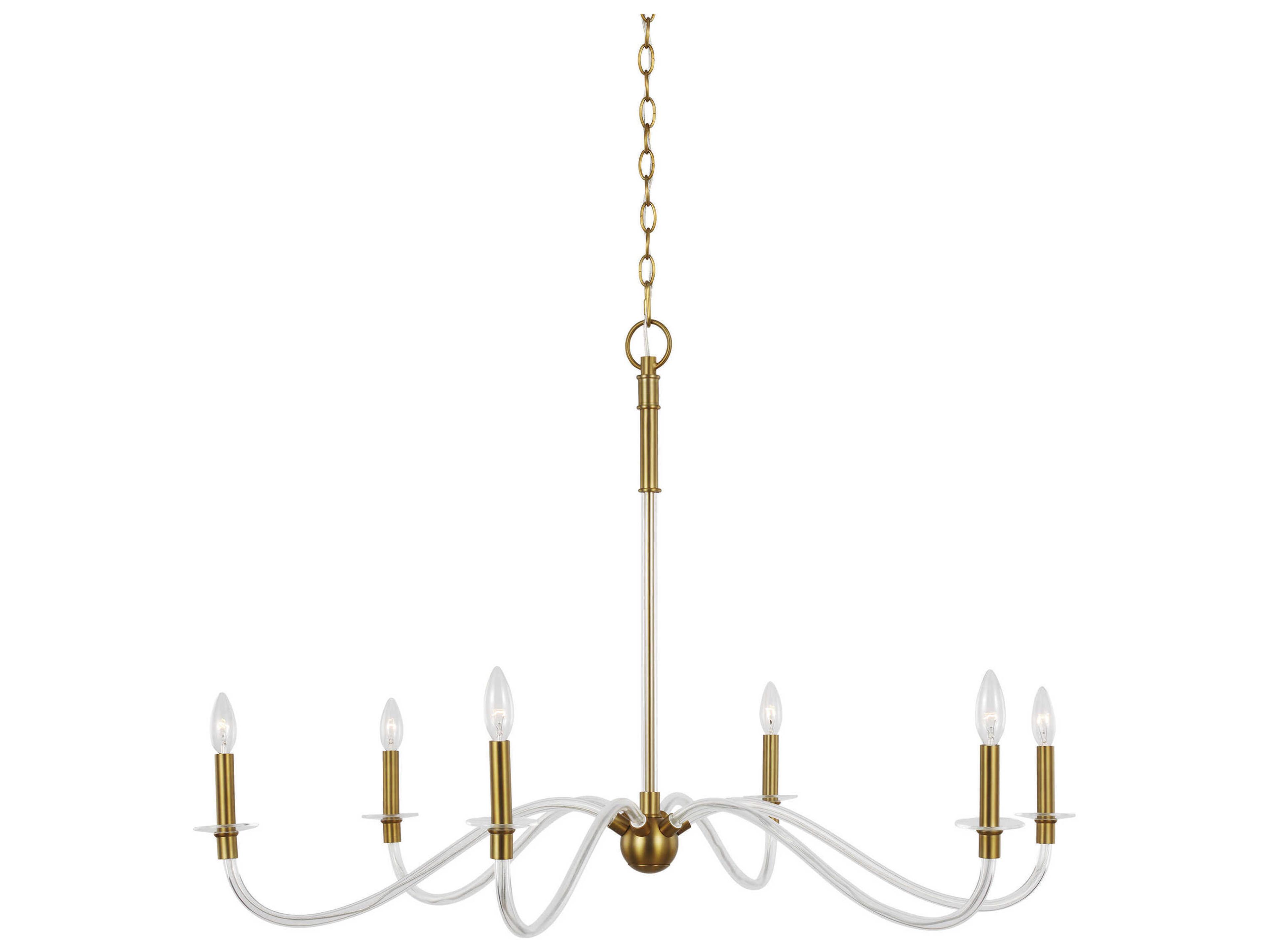 Visual Comfort Studio Hanover 6-Light Burnished Brass Candelabra Chandelier