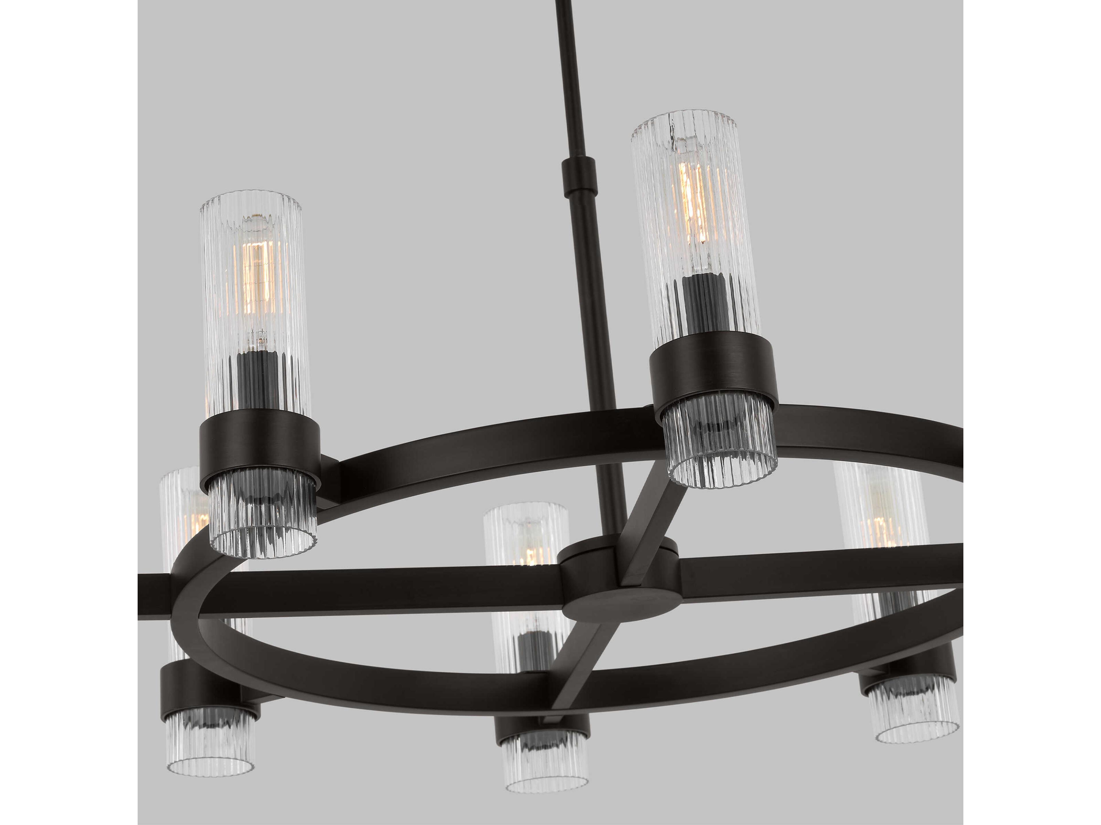 Visual Comfort Studio Geneva 8-Light Aged Iron Black Cylinder Chandelier