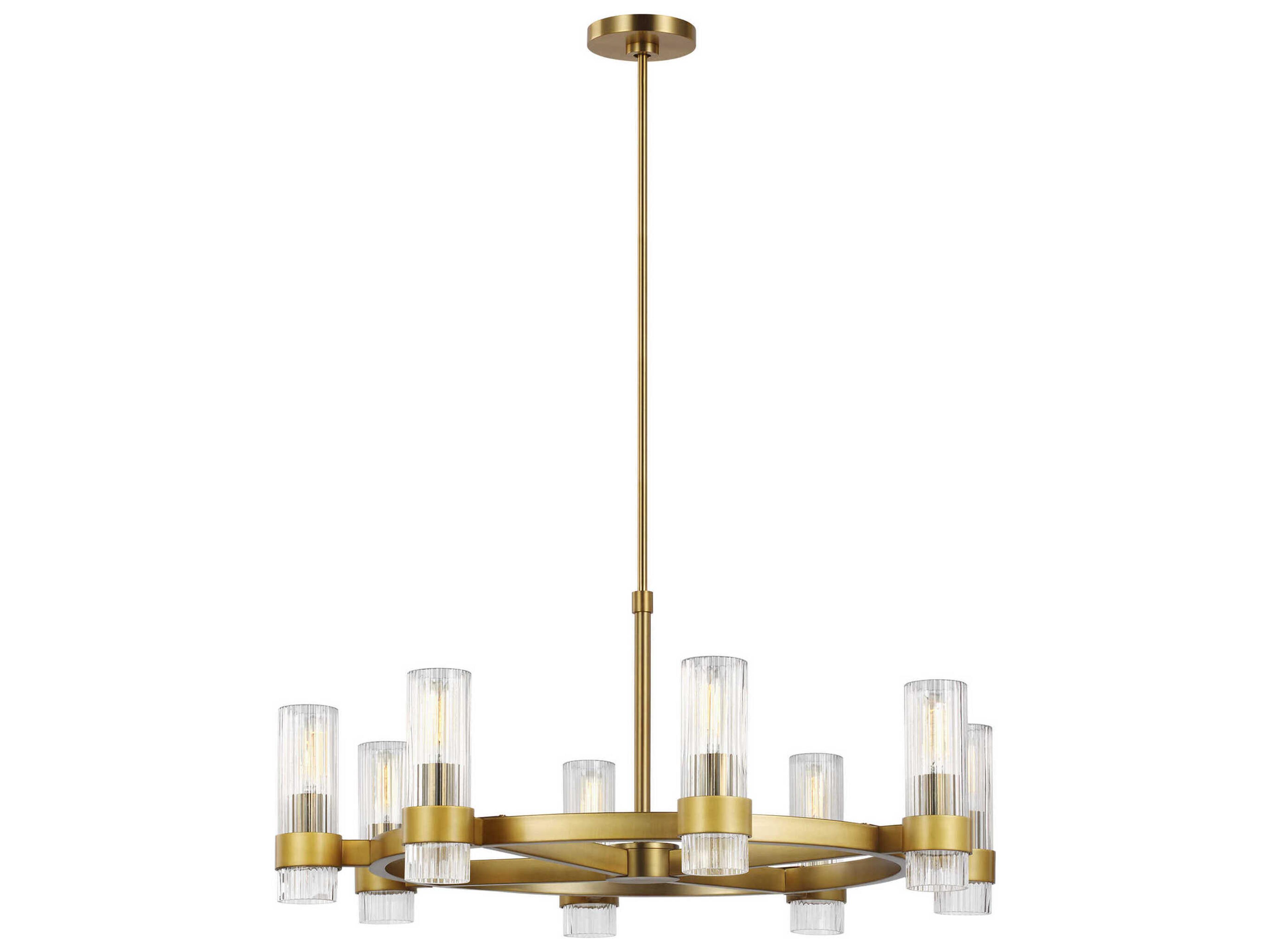 Visual Comfort Studio Geneva 8-Light Burnished Brass Cylinder Chandelier