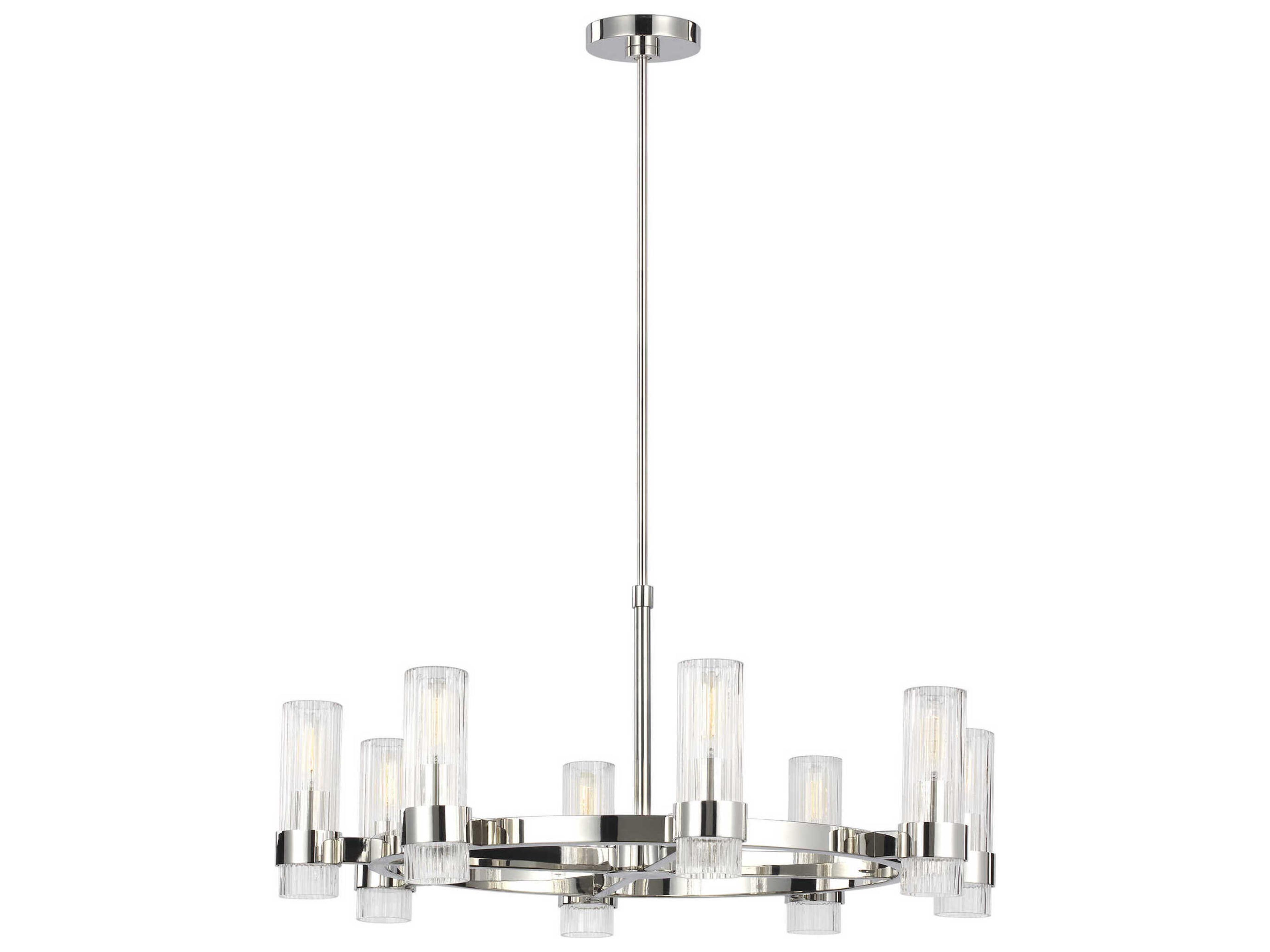 Visual Comfort Studio Geneva 8-Light Polished Nickel Cylinder Chandelier