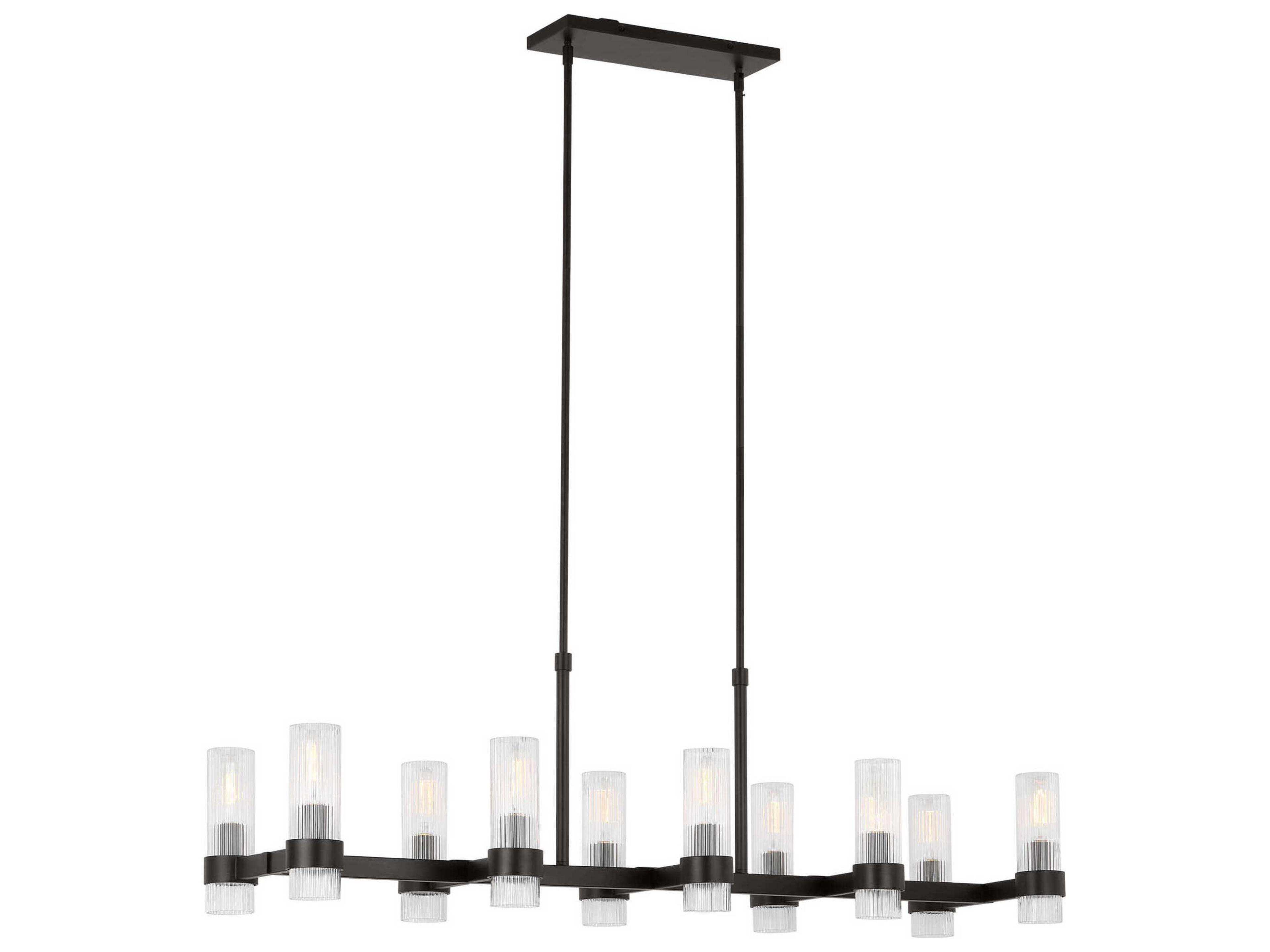 Visual Comfort Studio Geneva 10-Light Aged Iron Black Cylinder Island Pendant