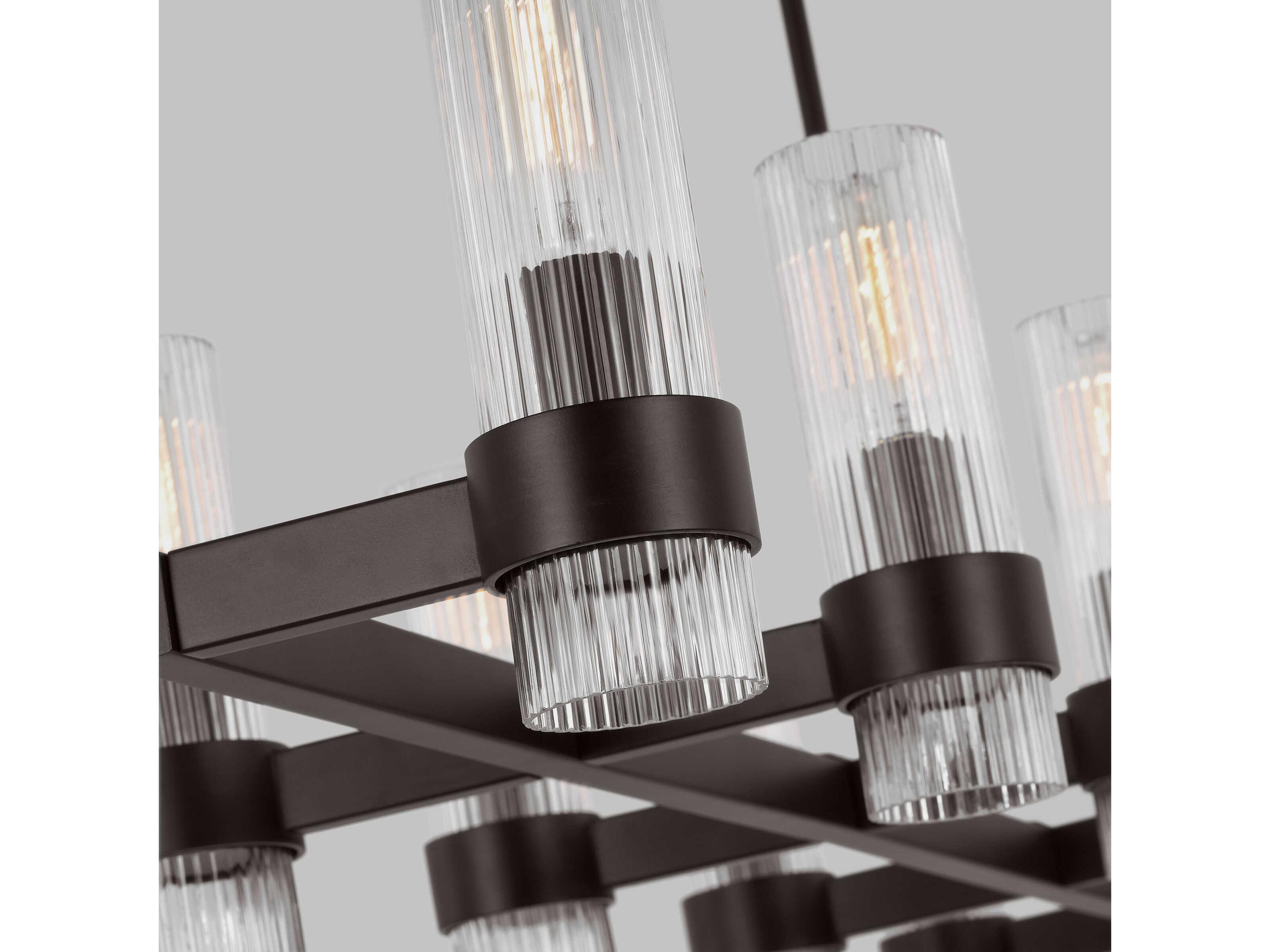 Visual Comfort Studio Geneva 10-Light Aged Iron Black Cylinder Island Pendant