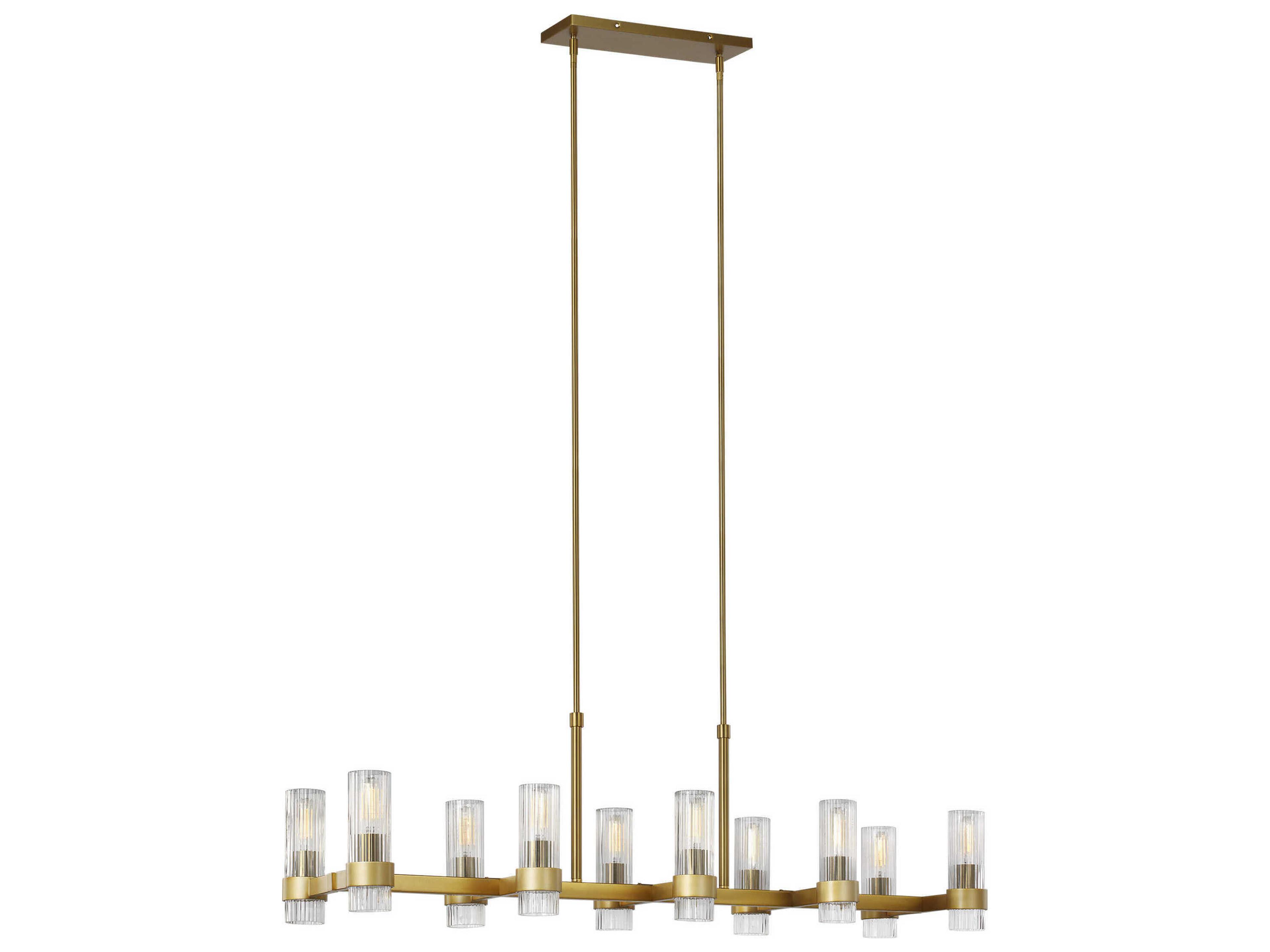 Visual Comfort Studio Geneva 10-Light Burnished Brass Cylinder Island Pendant