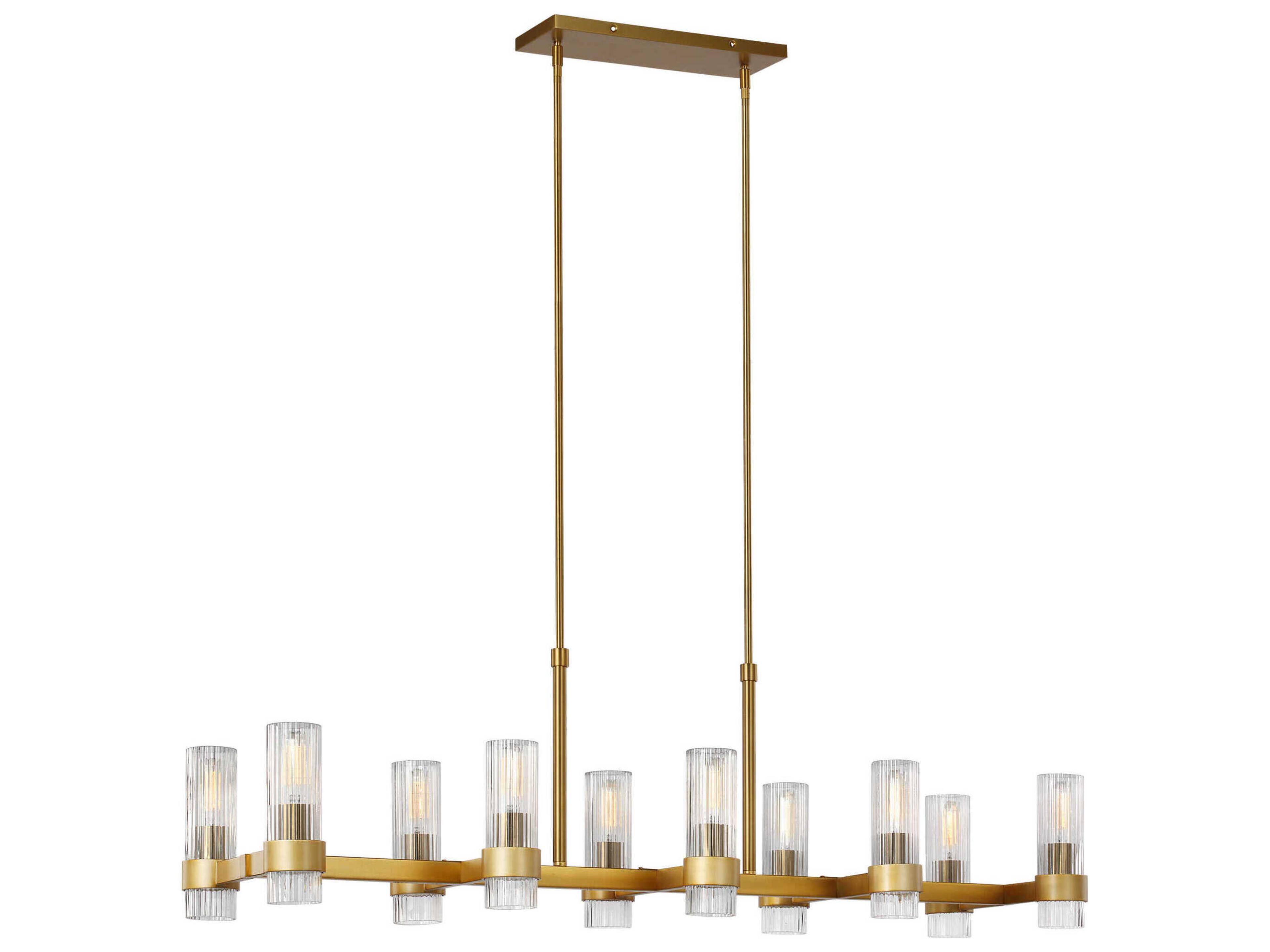 Visual Comfort Studio Geneva 10-Light Burnished Brass Cylinder Island Pendant