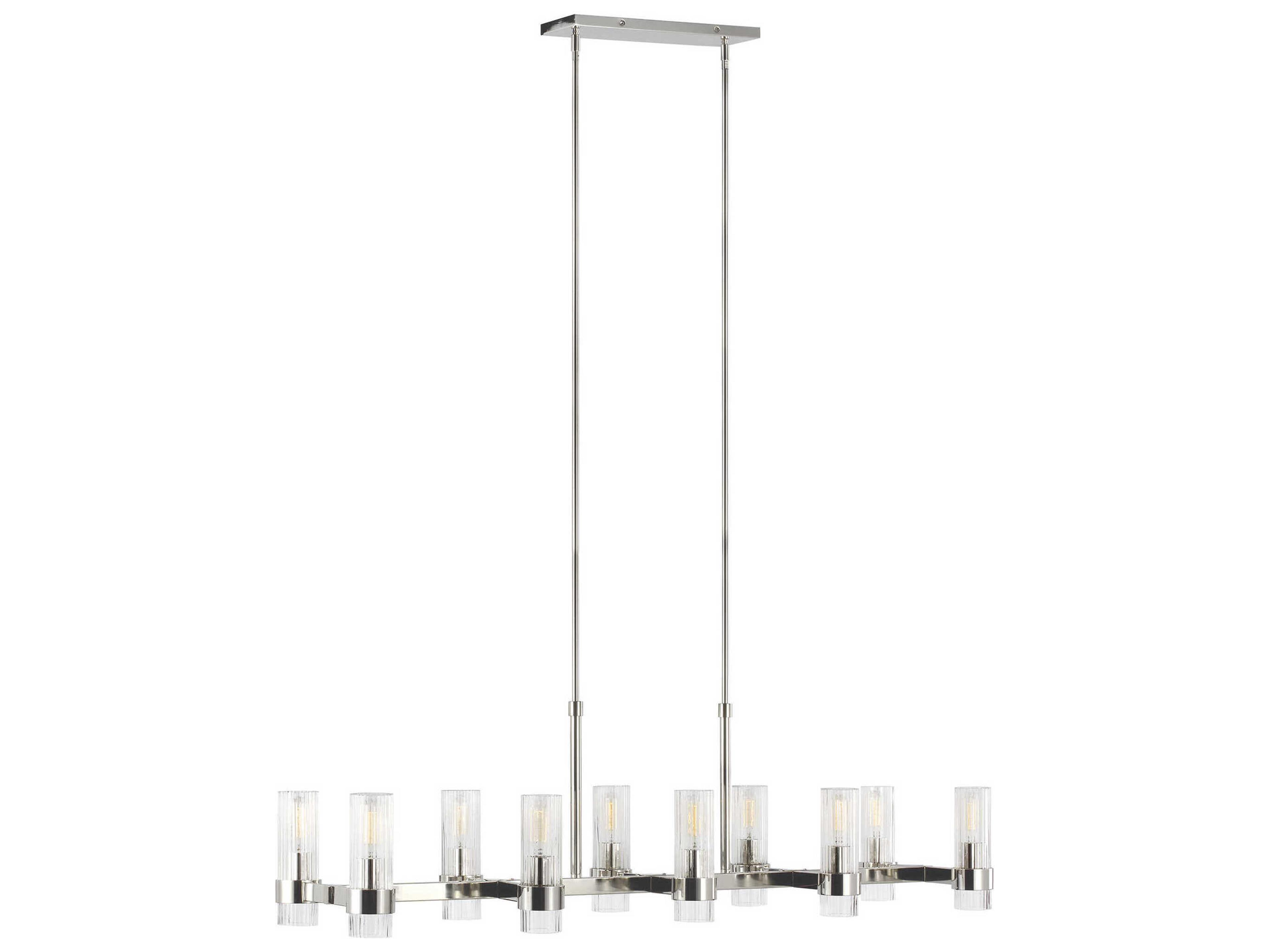 Linear Chandelier Geneva Polished Nickel 10 Light