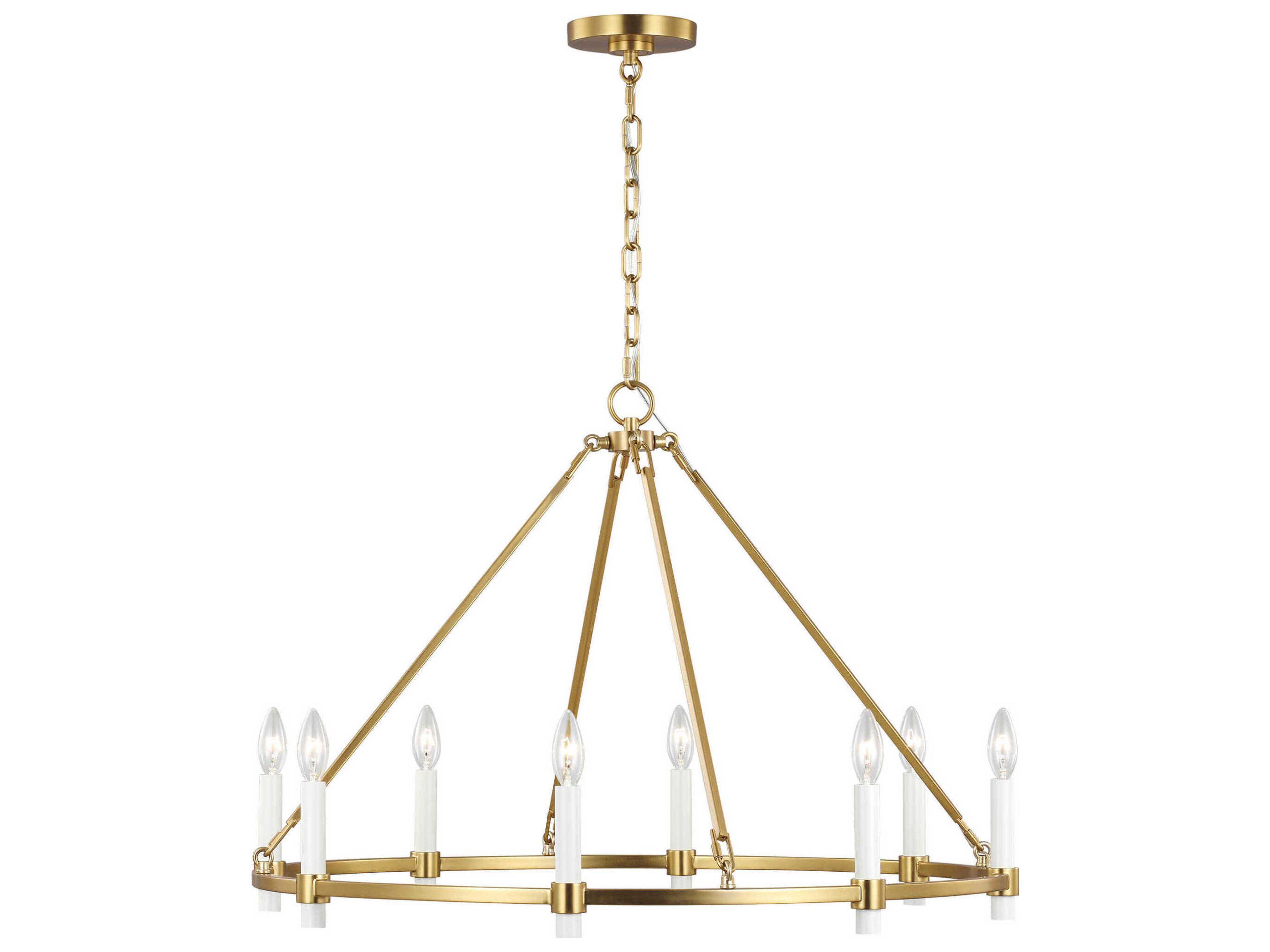 Marston 8 Light Burnished Brass Large Chandelier