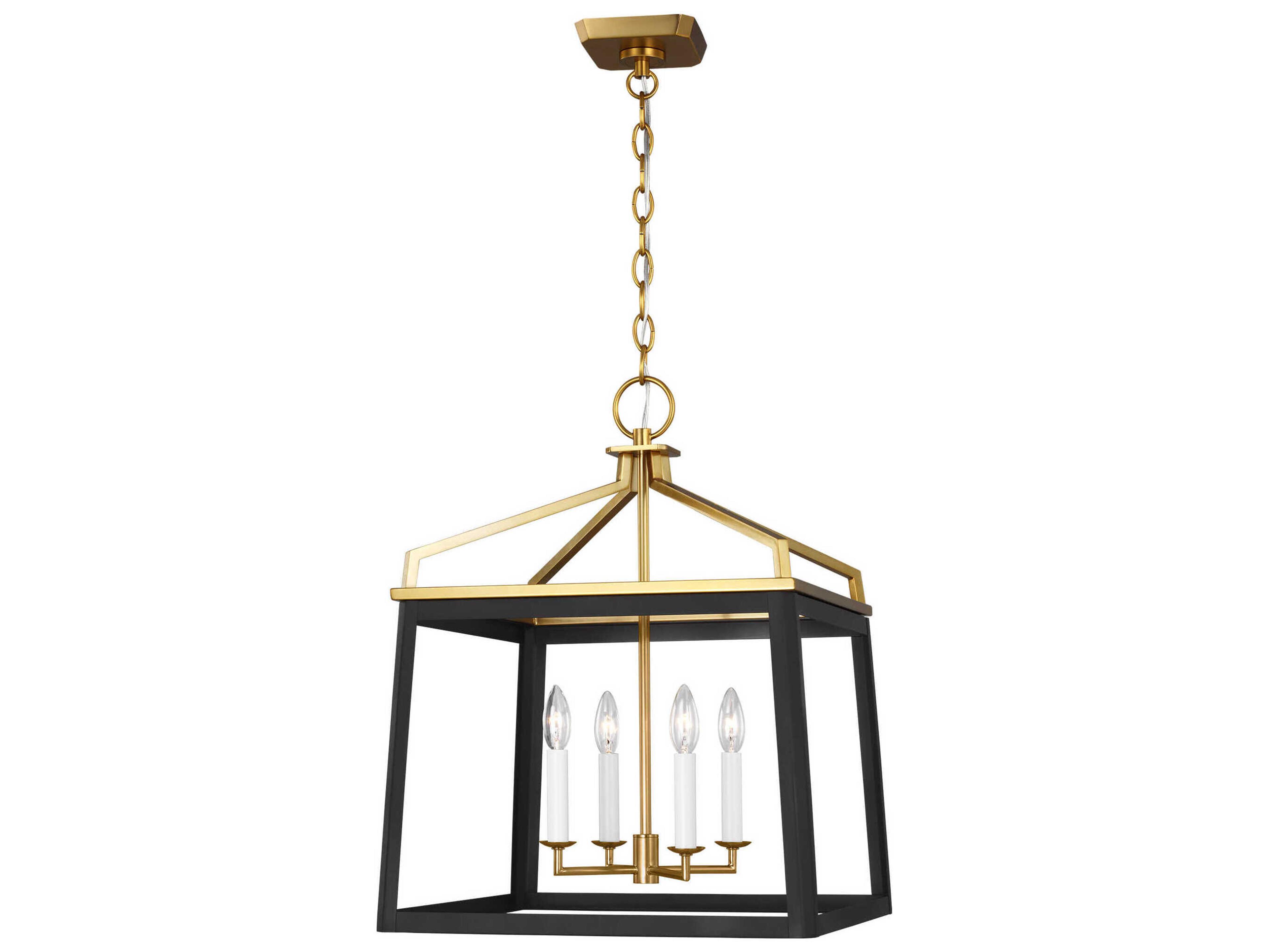 Carlow 4-Light Large Lantern Chandelier Midnight Black Brass