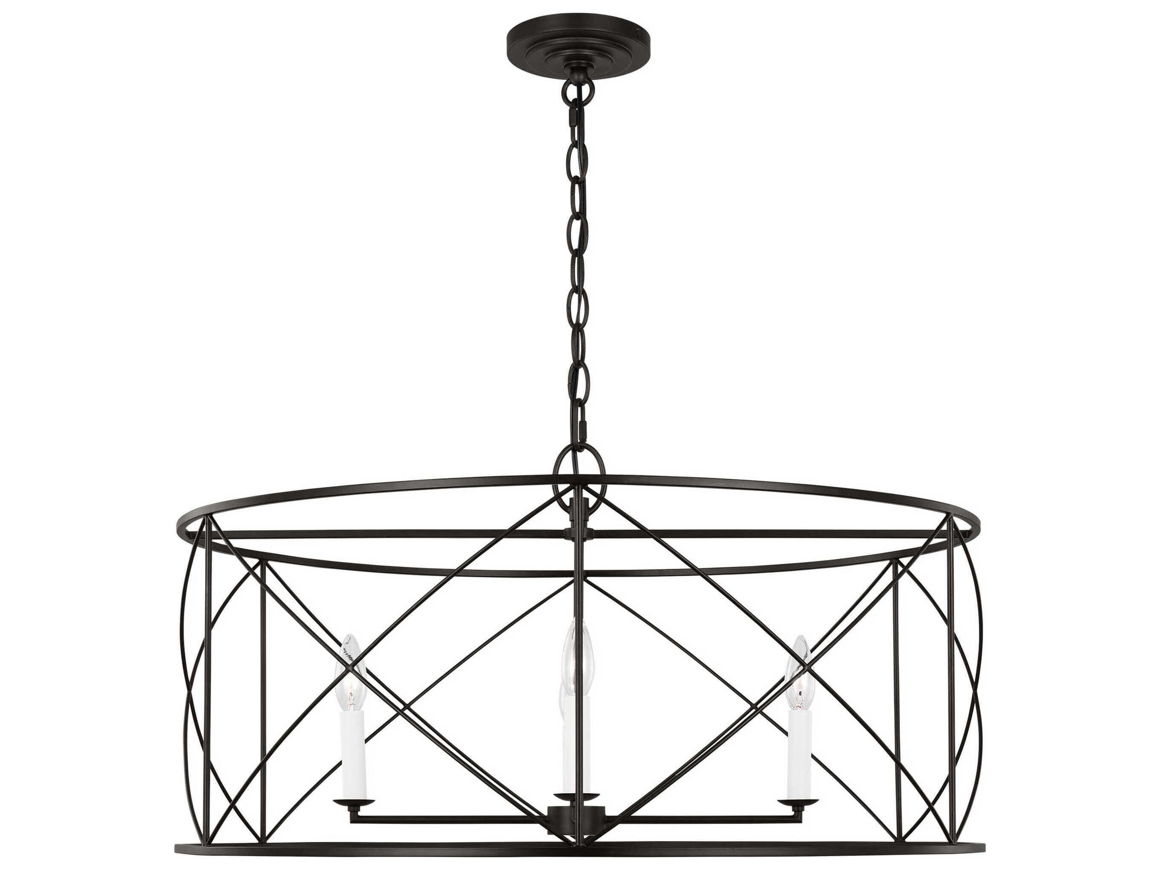4 Light Chandelier Beatrix Aged Iron Open Cage