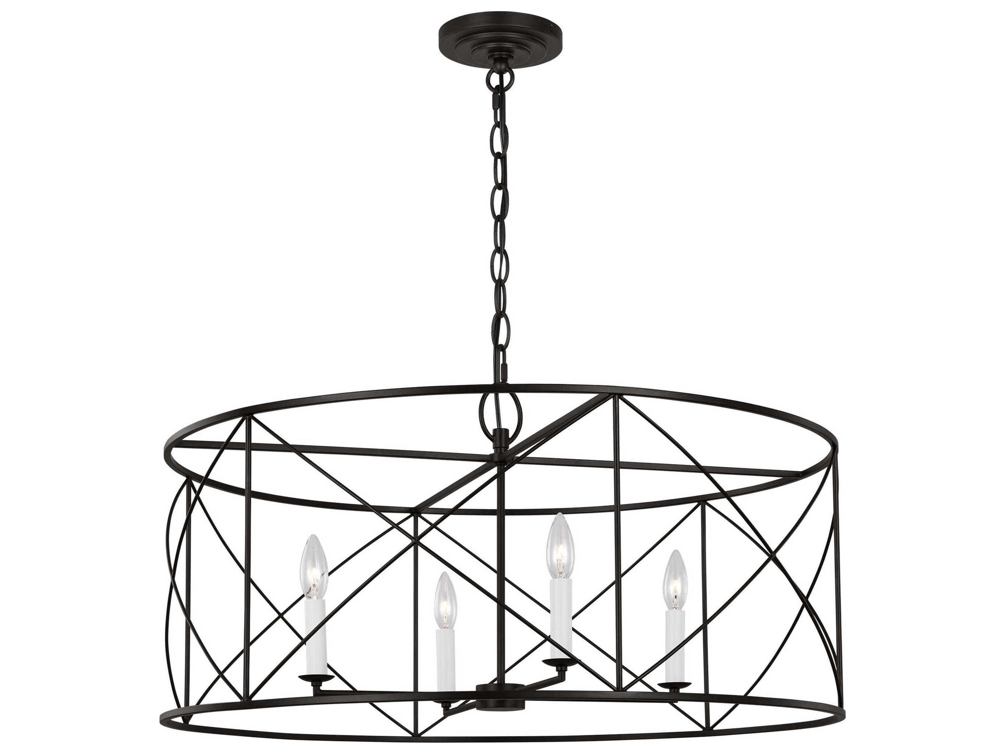 Visual Comfort Studio Beatrix 4-Light Aged Iron Black Candelabra Chandelier