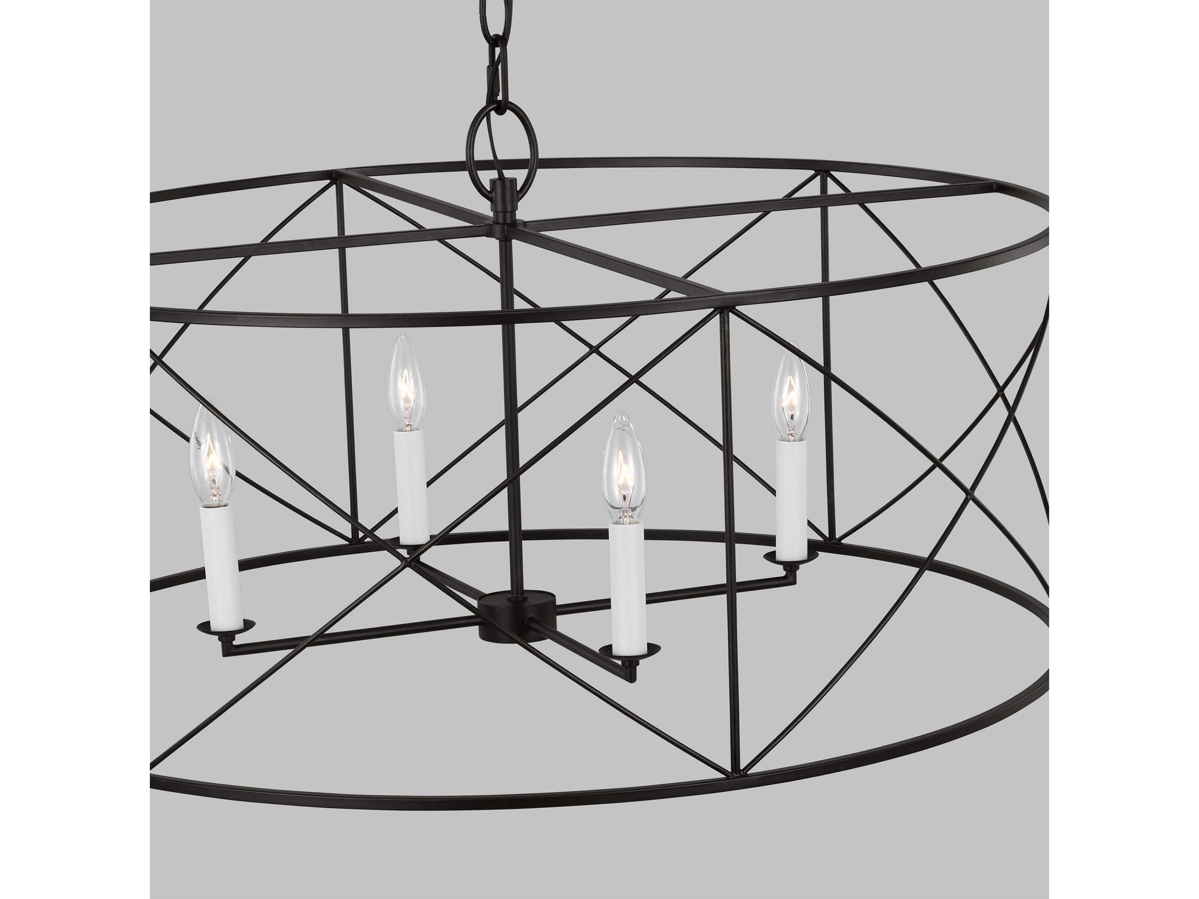 Visual Comfort Studio Beatrix 4-Light Aged Iron Black Candelabra Chandelier