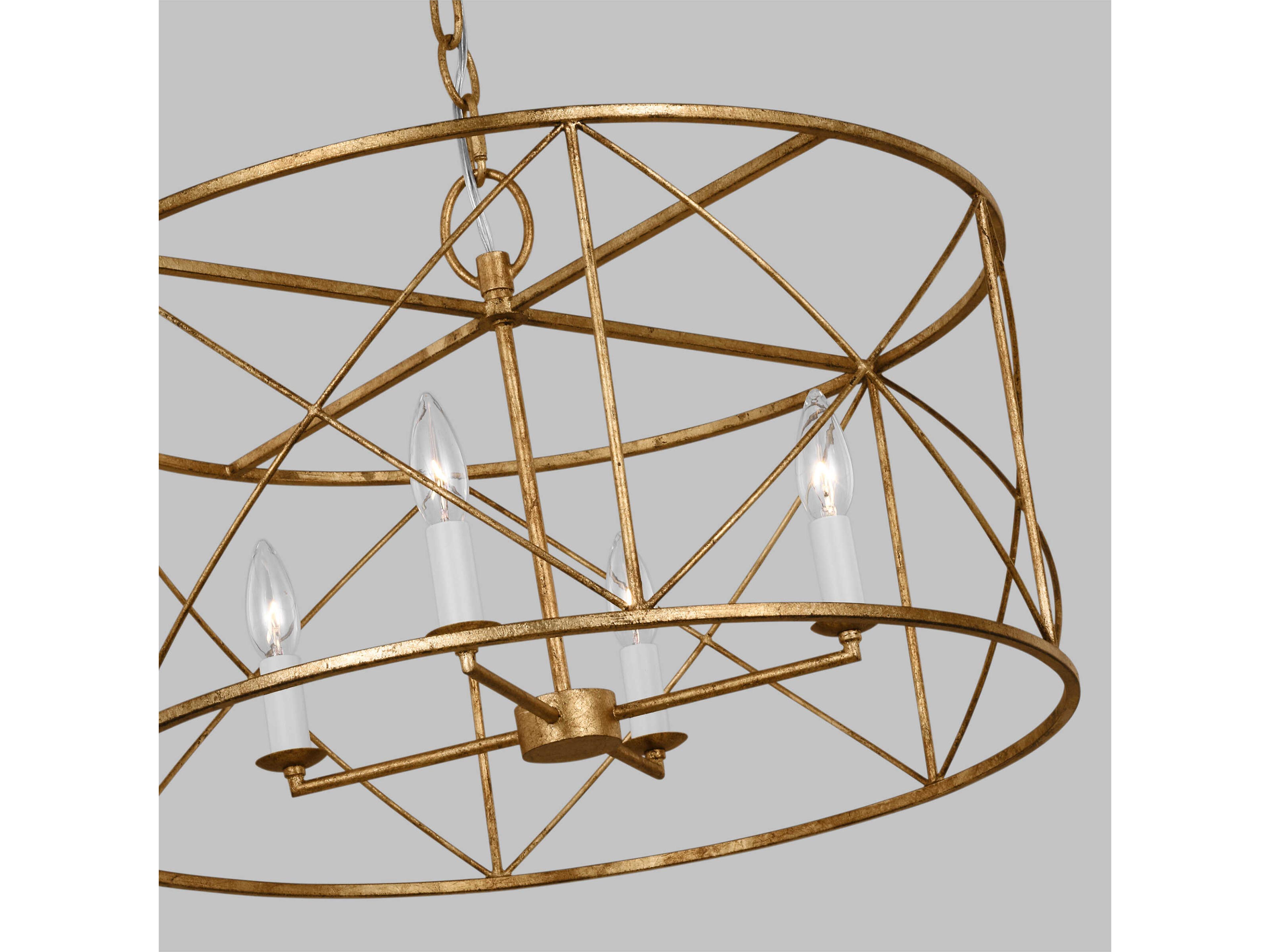 Visual Comfort Studio Beatrix 4-Light Antique Gild Gold Candelabra Chandelier