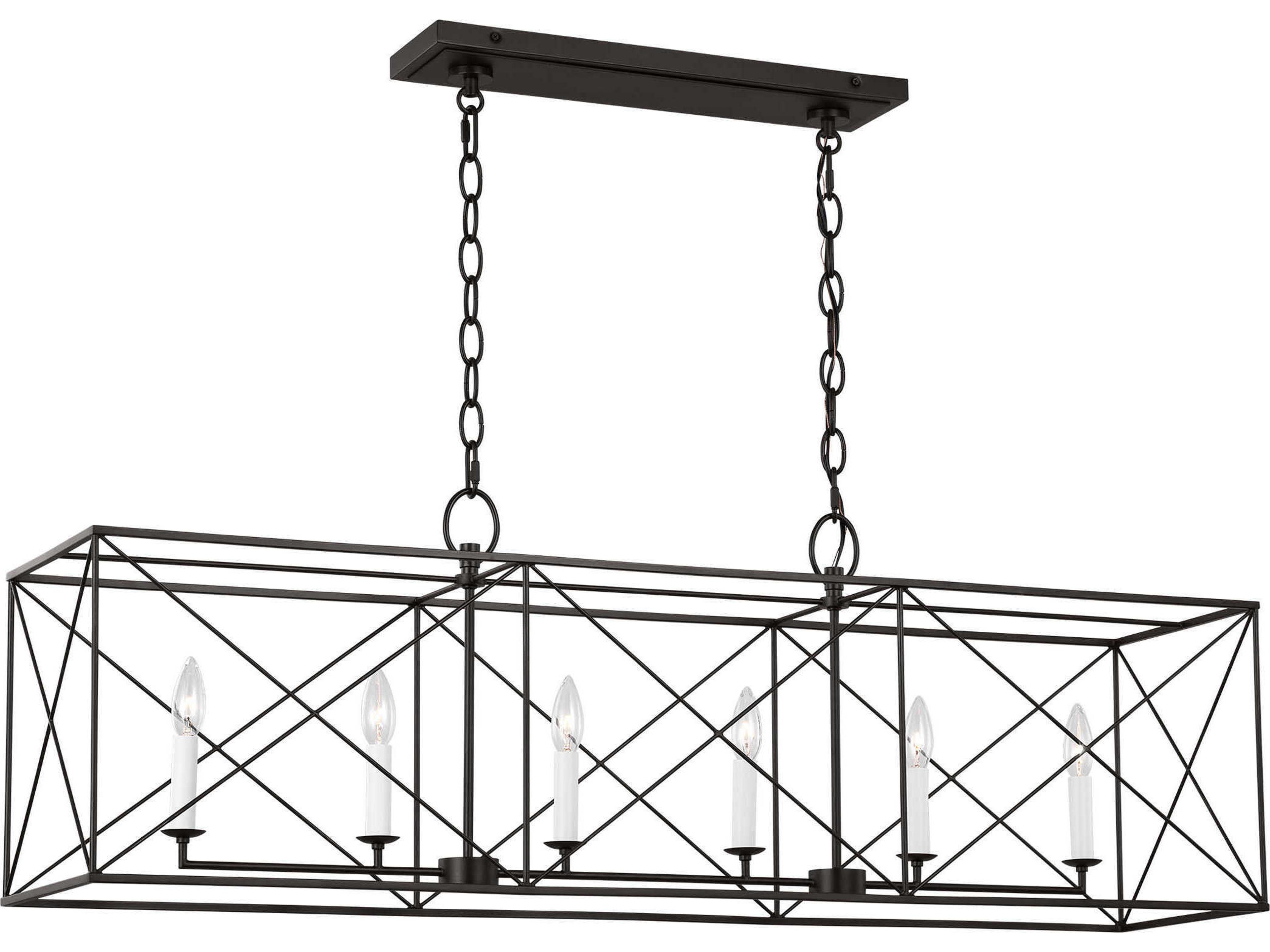 Beatrix 6-Light Linear Chandelier Aged Iron Farmhouse
