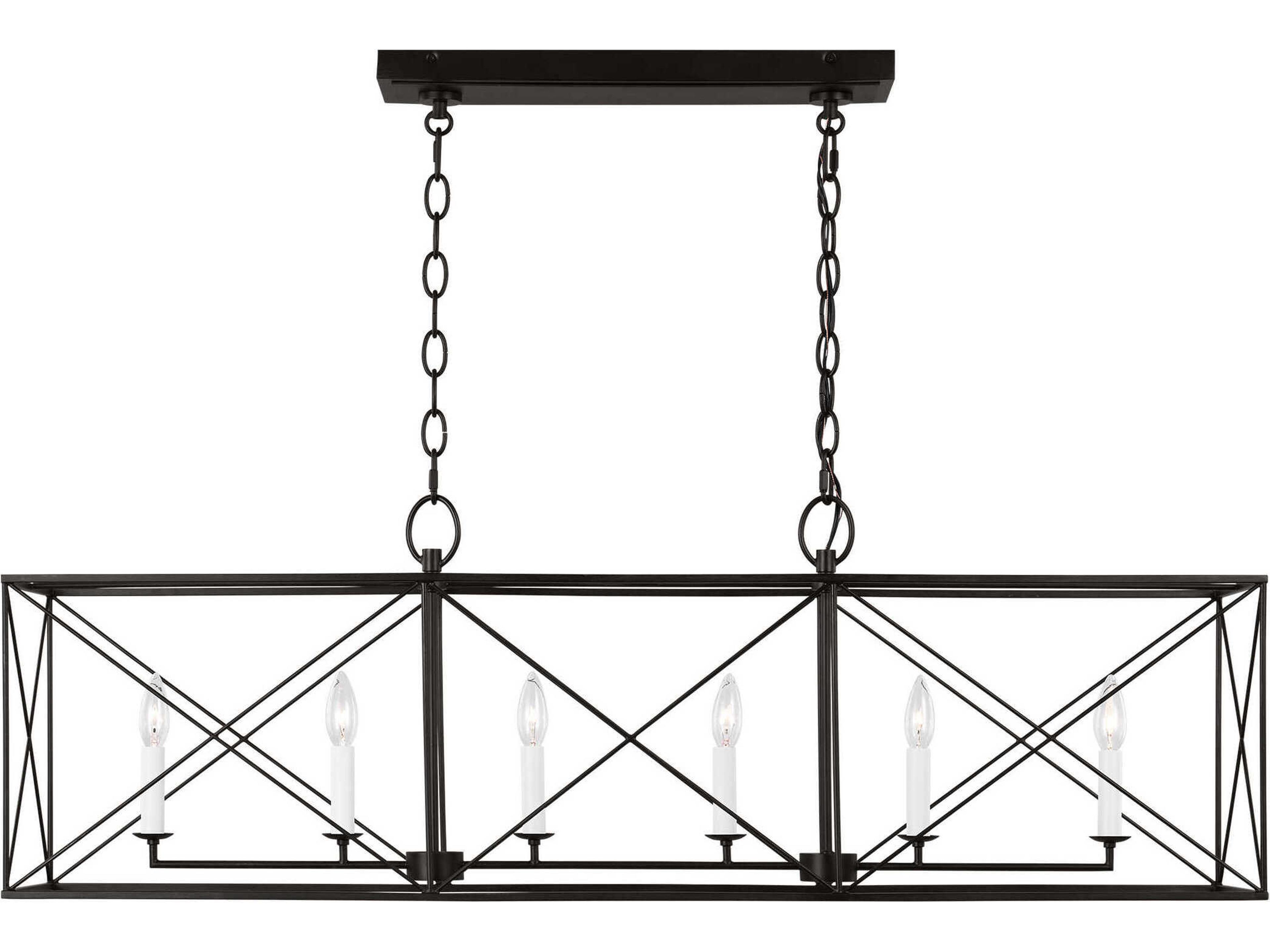 Visual Comfort Studio Beatrix 6-Light Aged Iron Black Island Pendant