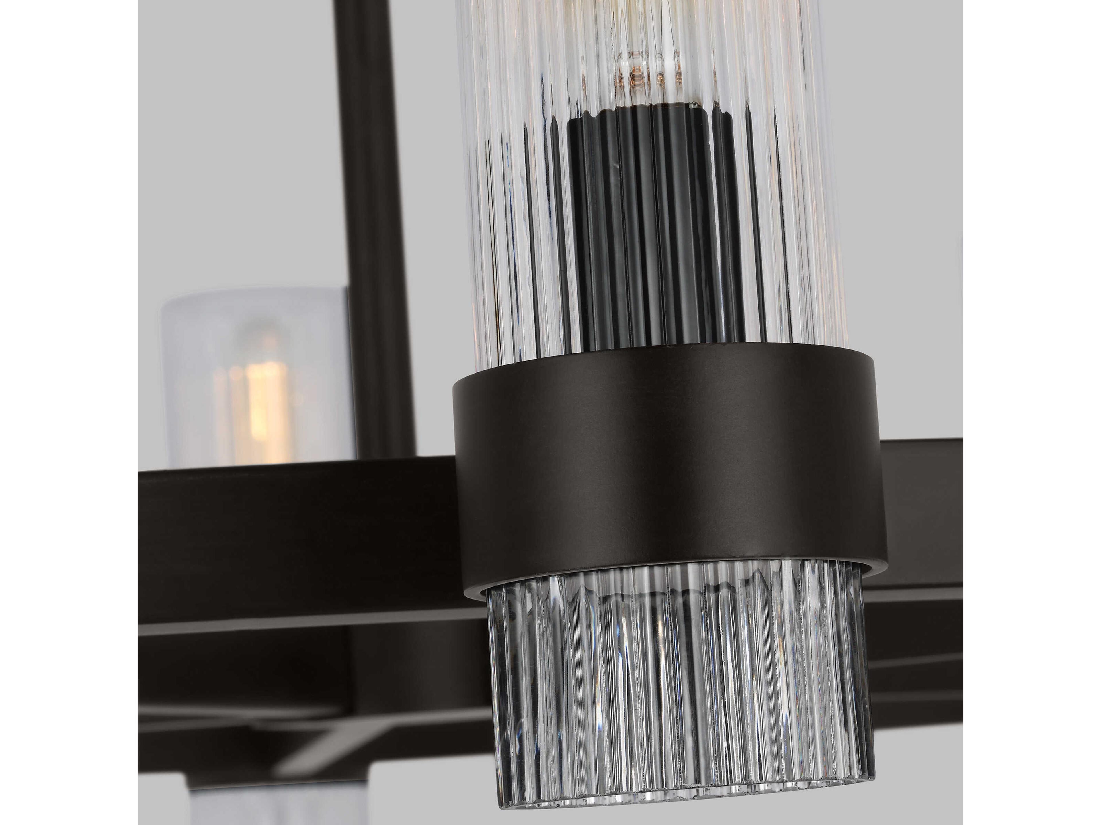 Visual Comfort Studio Geneva 8-Light Aged Iron Black Cylinder Chandelier