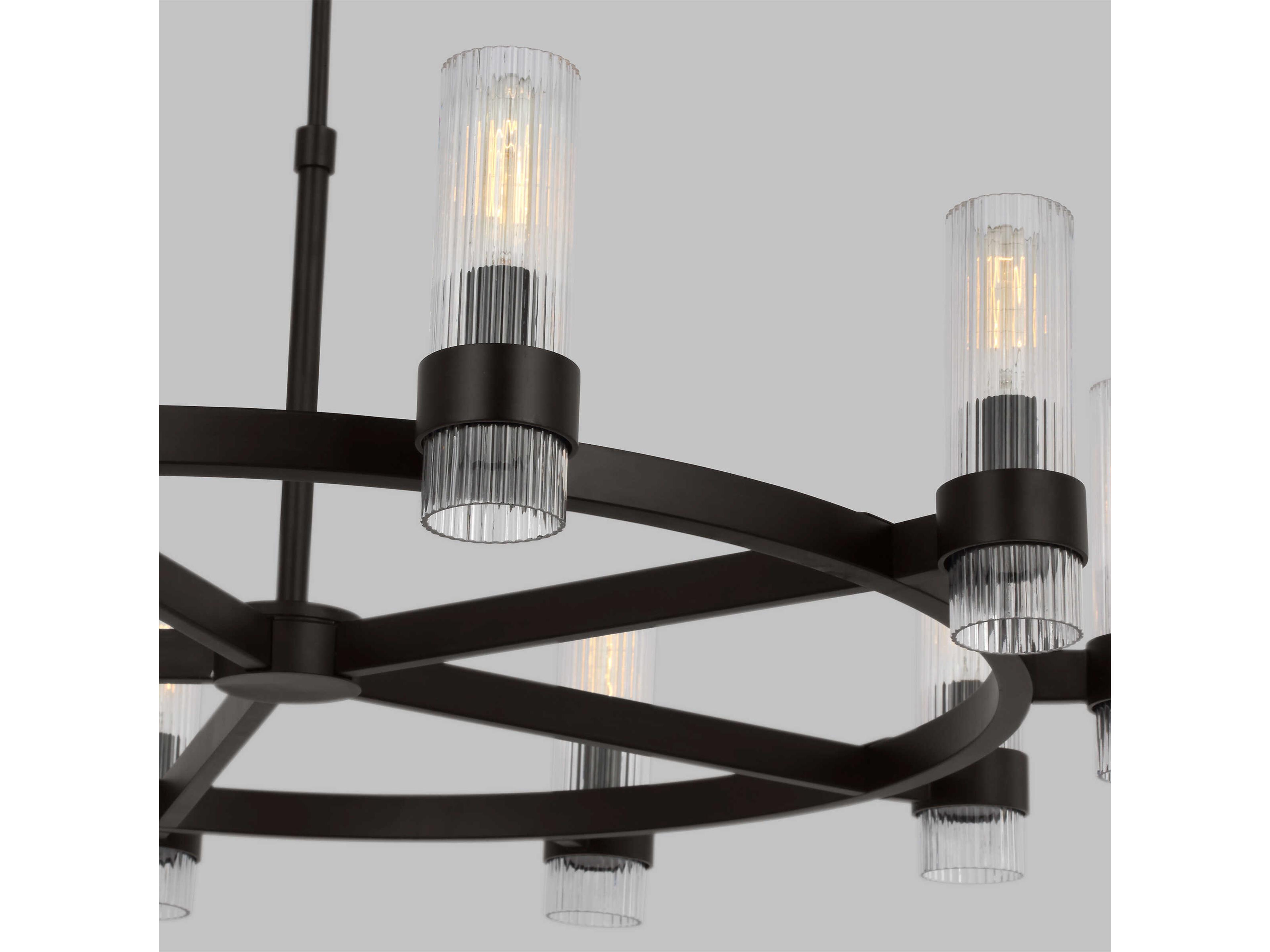 Visual Comfort Studio Geneva 8-Light Aged Iron Black Cylinder Chandelier