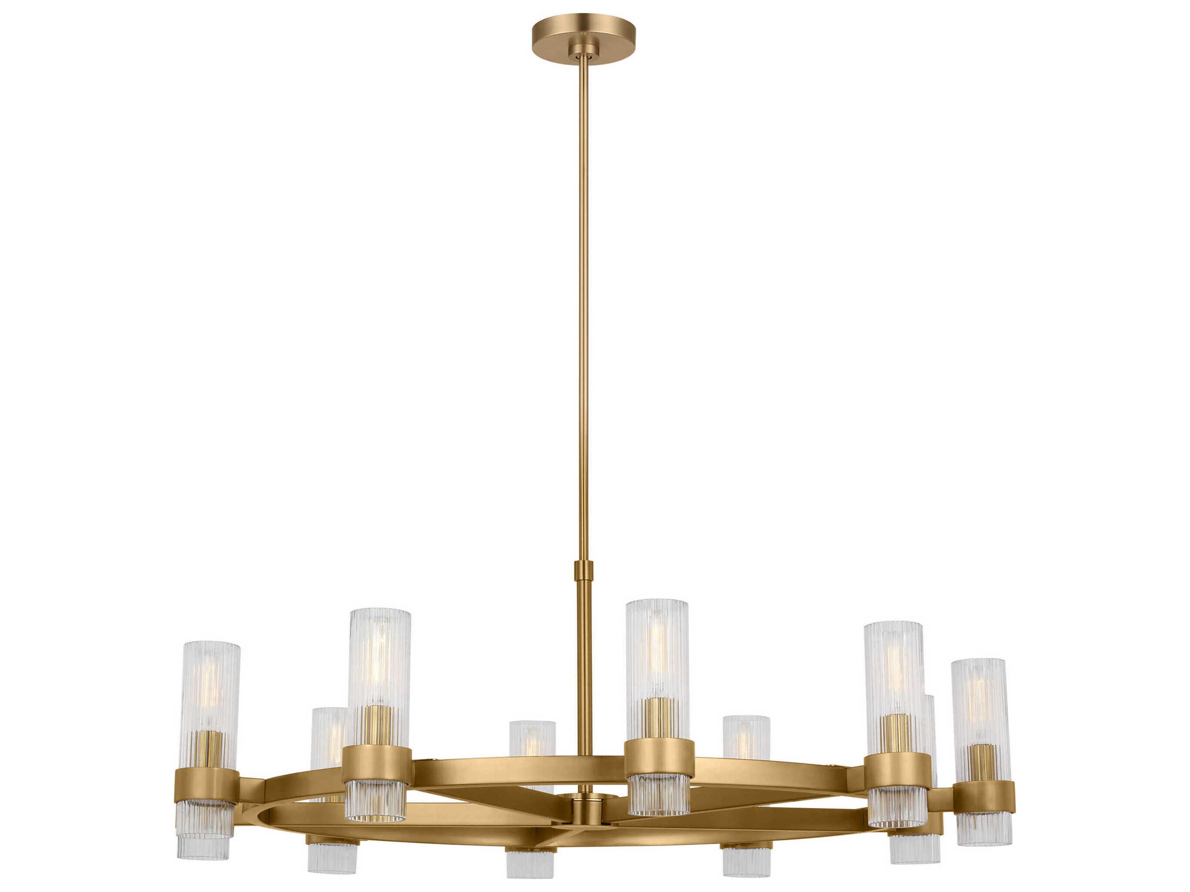 8 Light Chandelier Geneva Burnished Brass Clear Fluted Glass