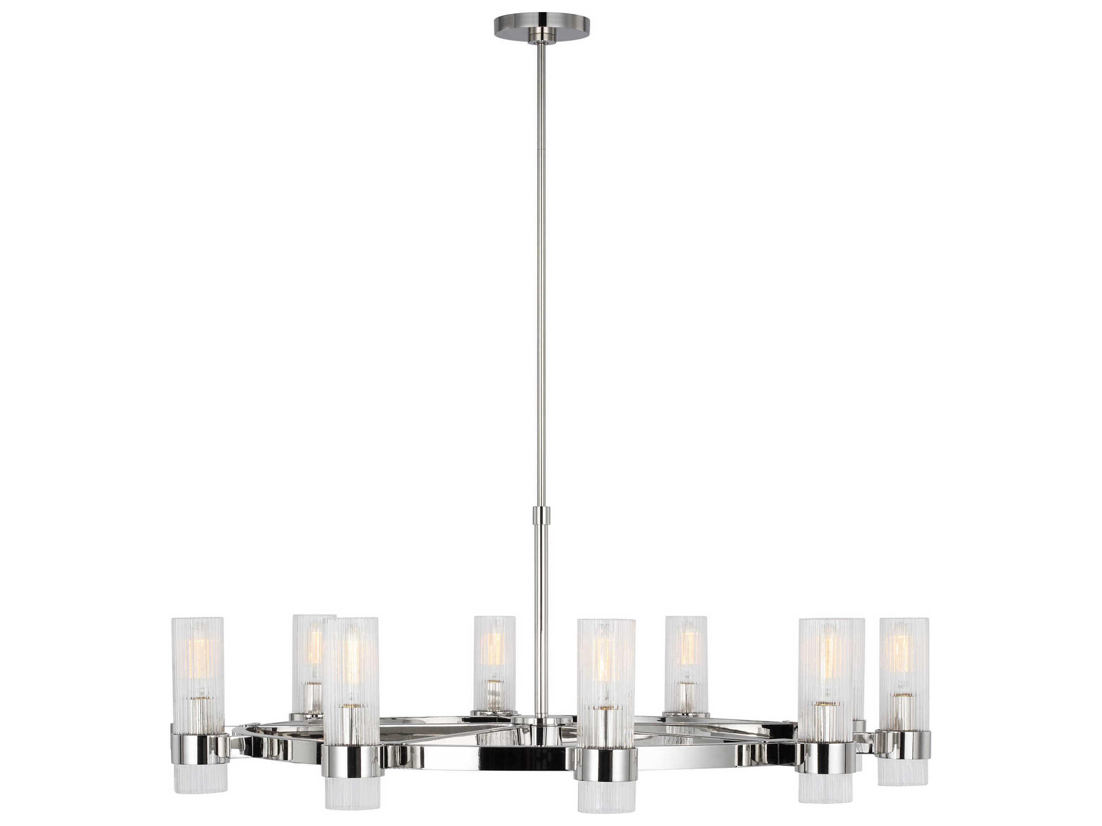 Visual Comfort Studio Geneva 8-Light Polished Nickel Cylinder Chandelier